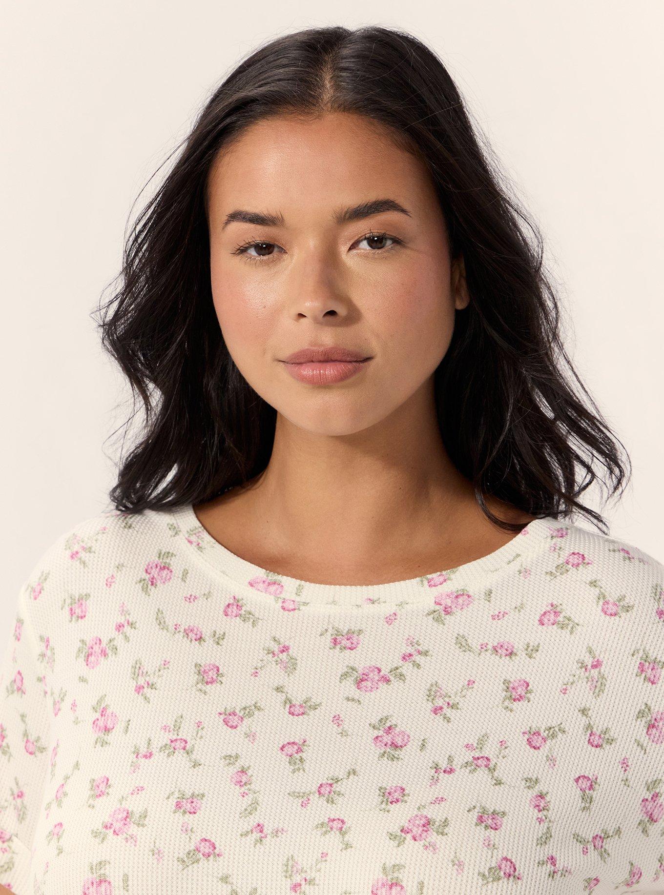 Waffle Sleep Tee, LINK FLORAL WHISPER WHITE, alternate