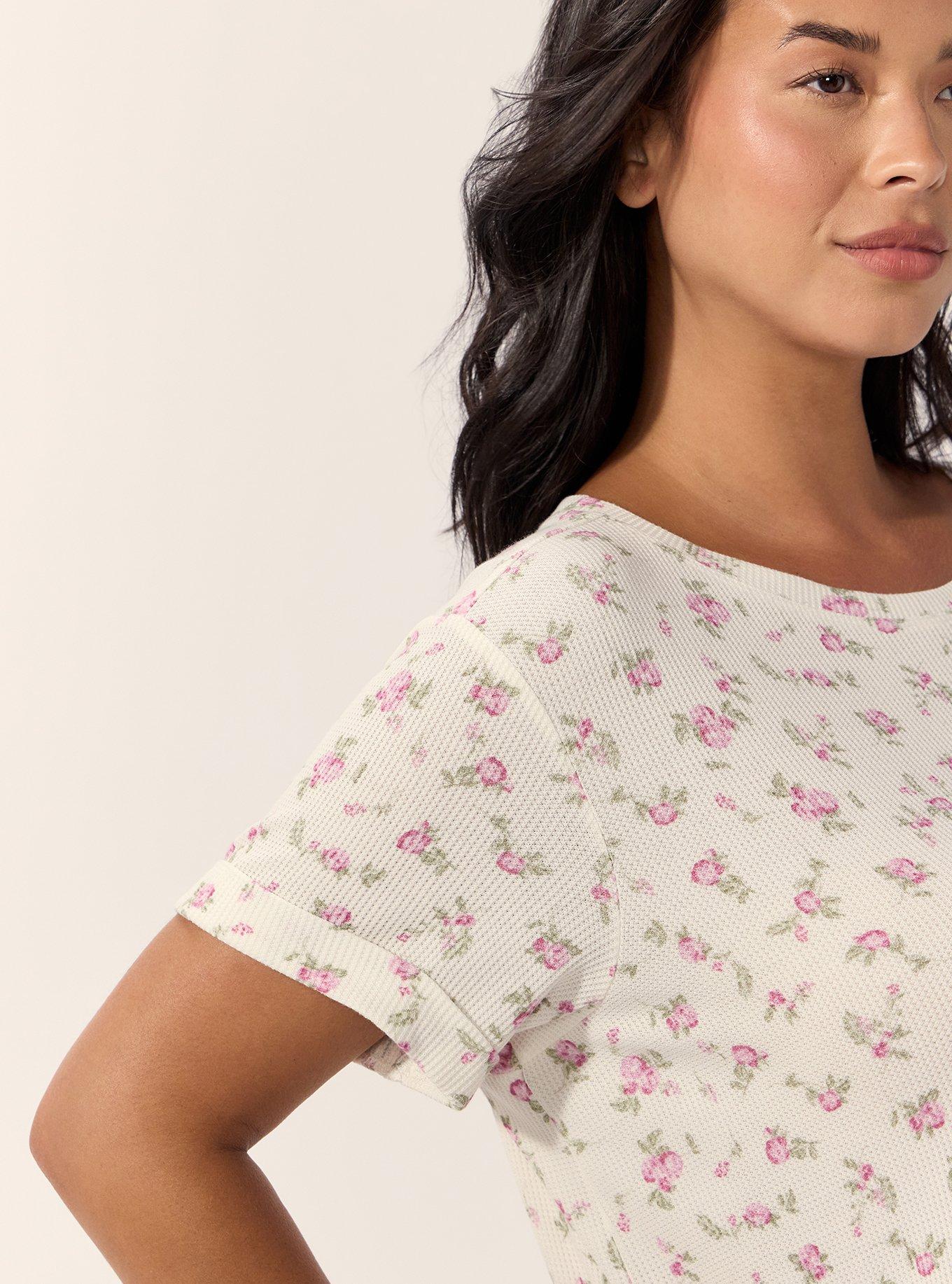 Waffle Sleep Tee, LINK FLORAL WHISPER WHITE, alternate
