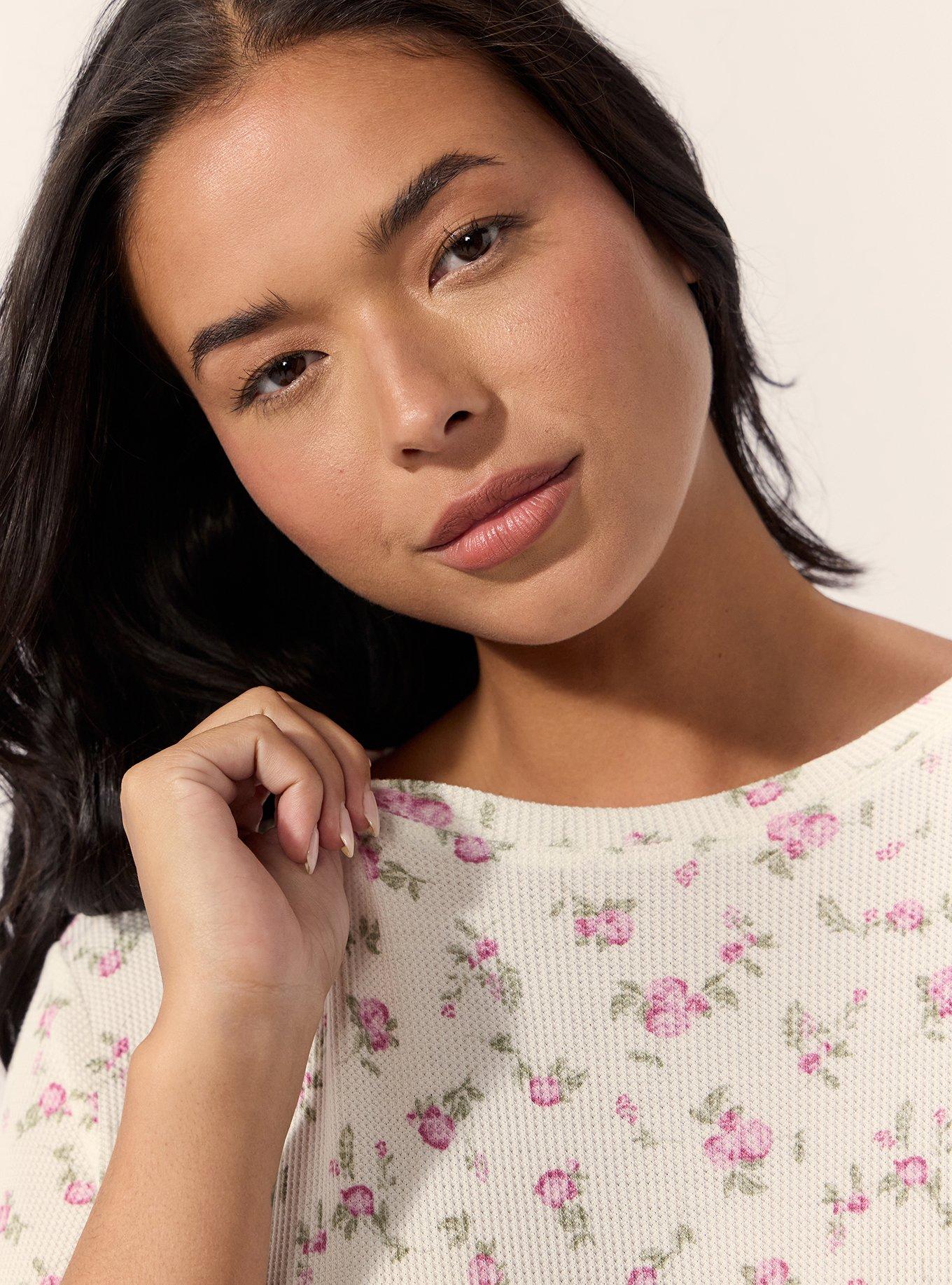 Waffle Sleep Tee, LINK FLORAL WHISPER WHITE, alternate