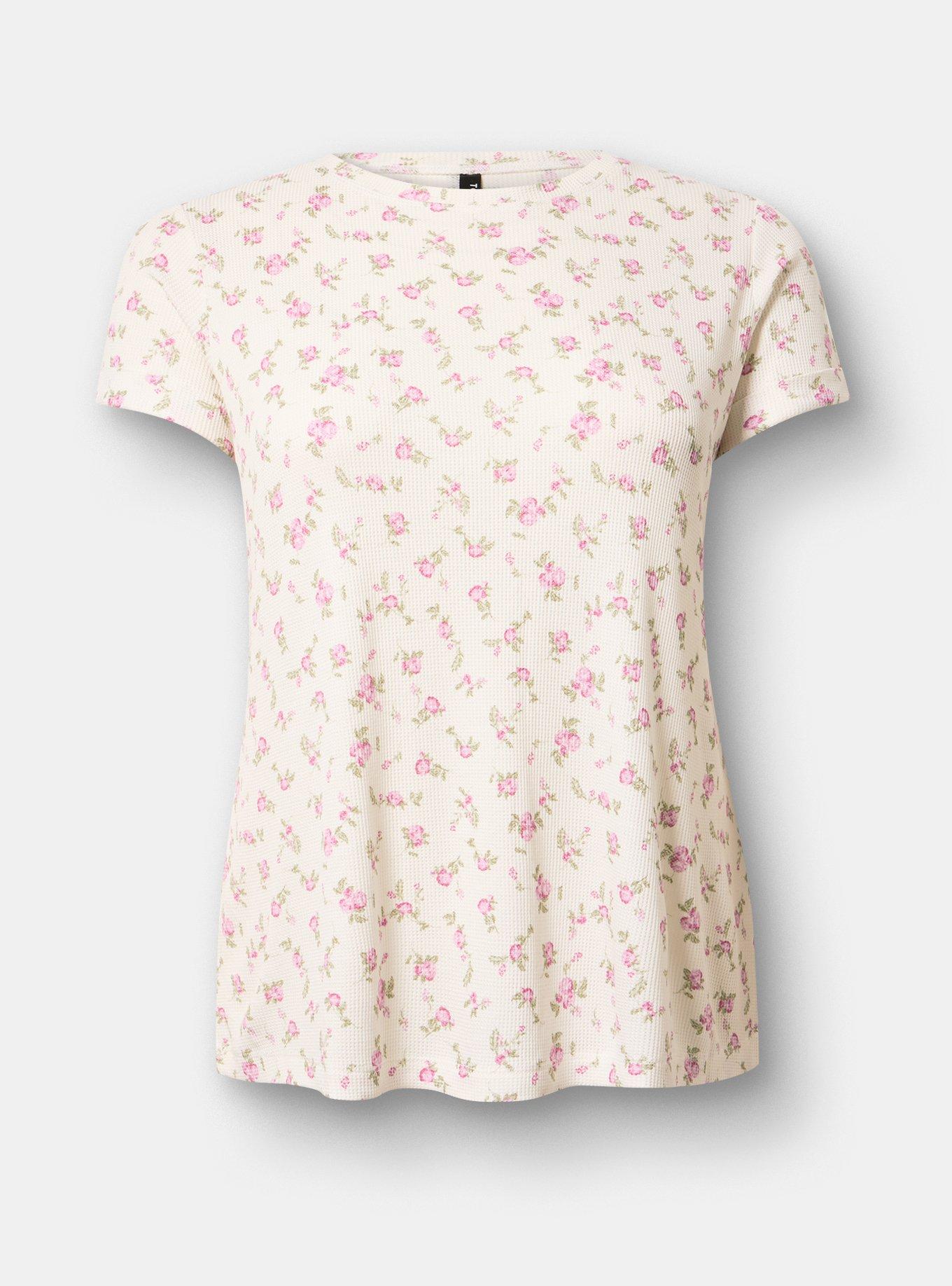 Waffle Sleep Tee, LINK FLORAL WHISPER WHITE, hi-res