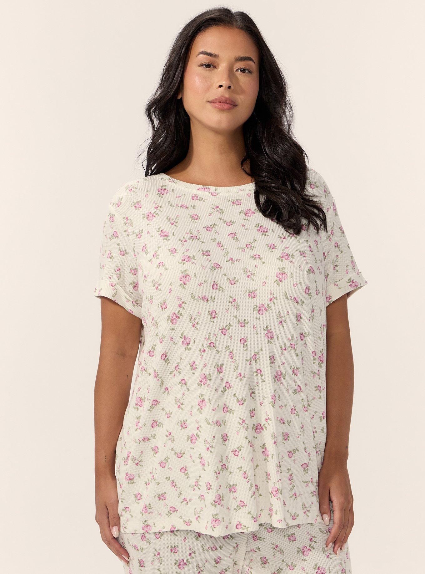 Waffle Sleep Tee, LINK FLORAL WHISPER WHITE, hi-res