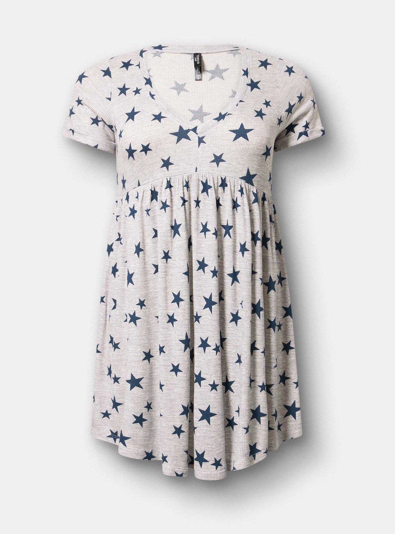 Waffle V-Neck Lounge Dress, FUTURE STARS HEATHER GREY, flat