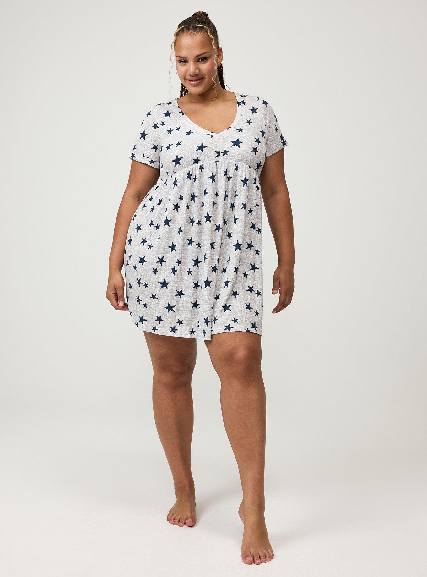 Waffle V-Neck Lounge Dress, FUTURE STARS HEATHER GREY, hi-res