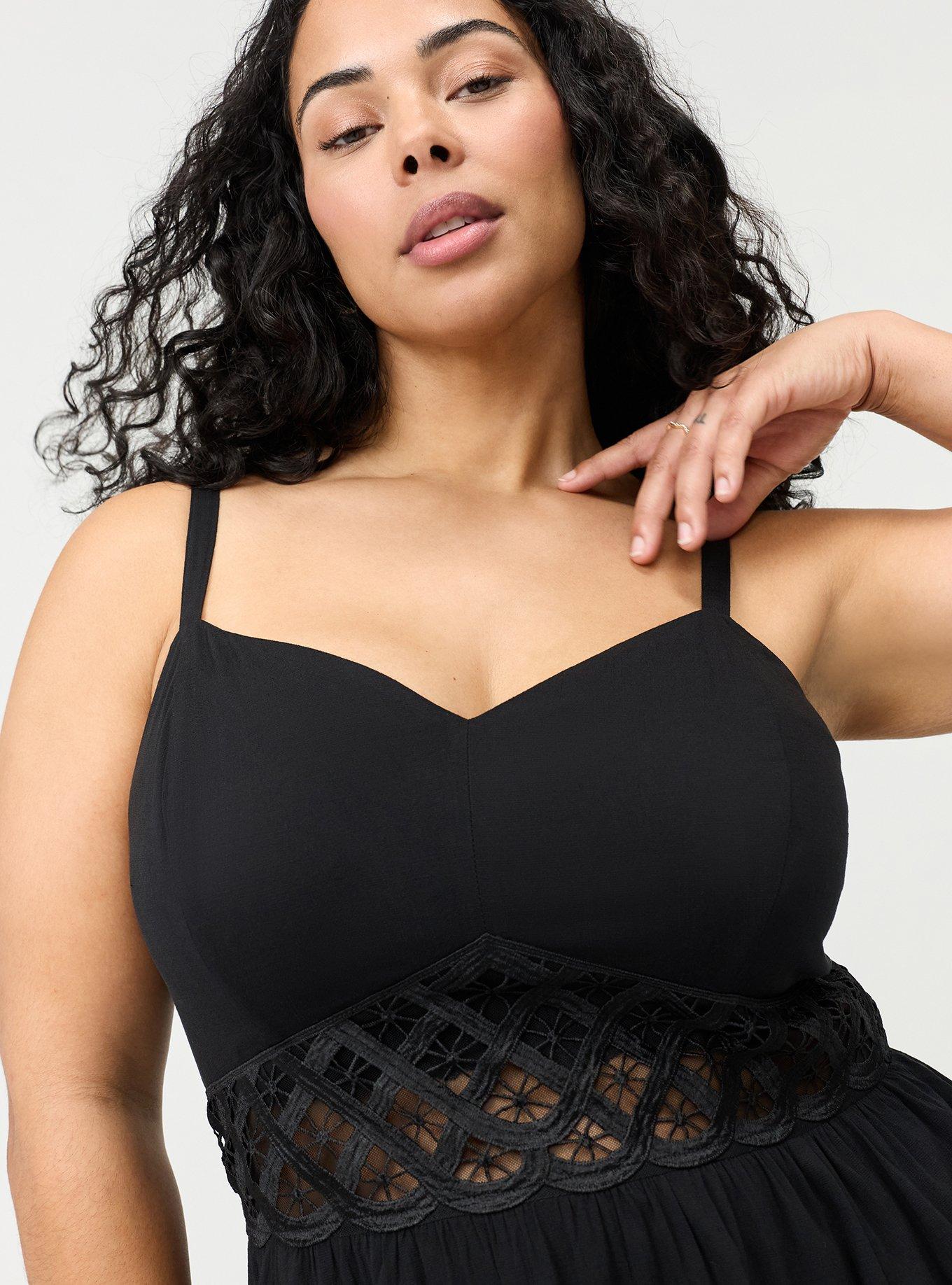 Lace Inset Peplum Top, DEEP BLACK, alternate