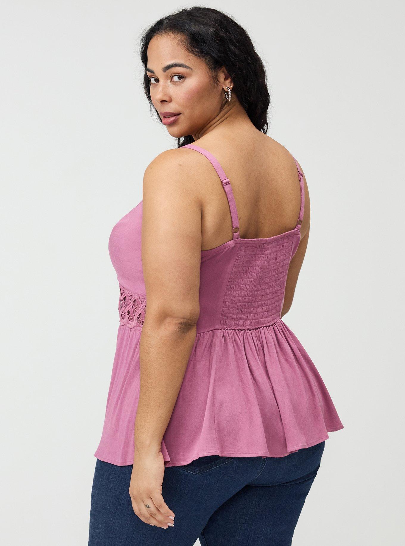 Lace Inset Peplum Top, MELLOW MAUVE, alternate