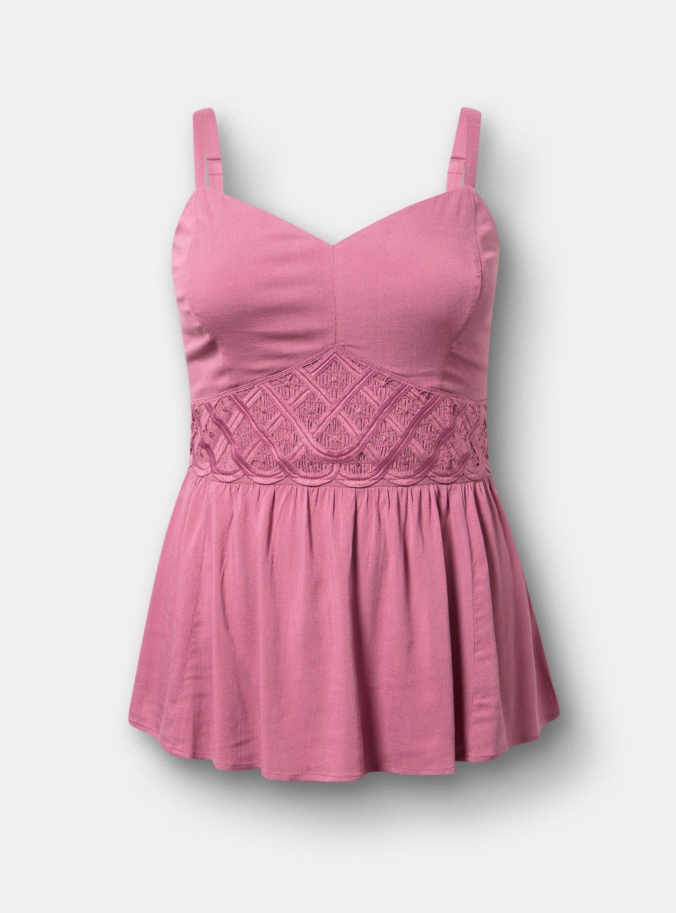 Lace Inset Peplum Top, MELLOW MAUVE, flat