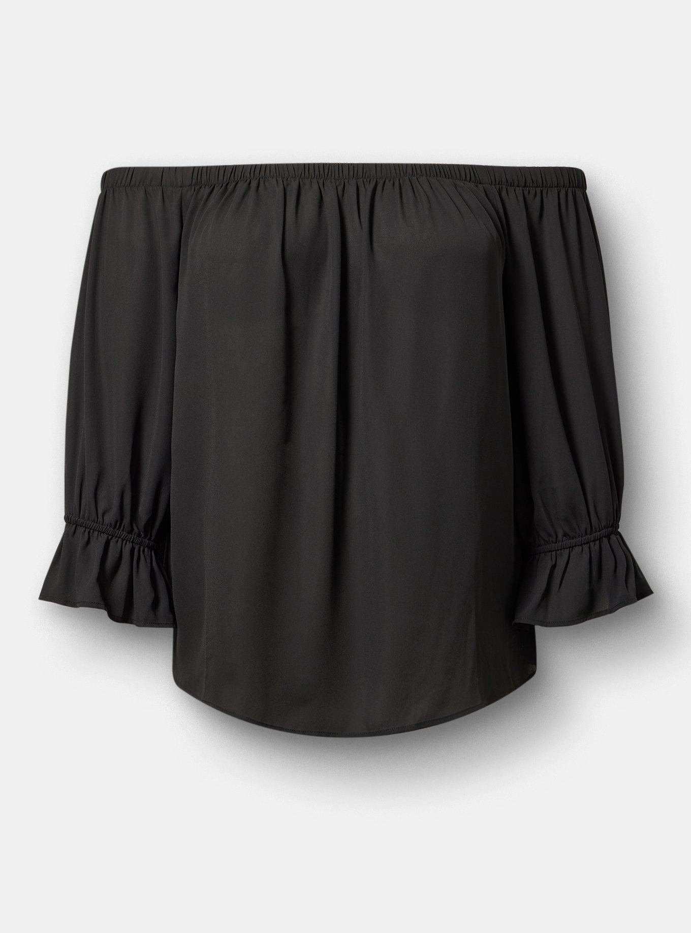 Off-Shoulder Blouse, DEEP BLACK, hi-res