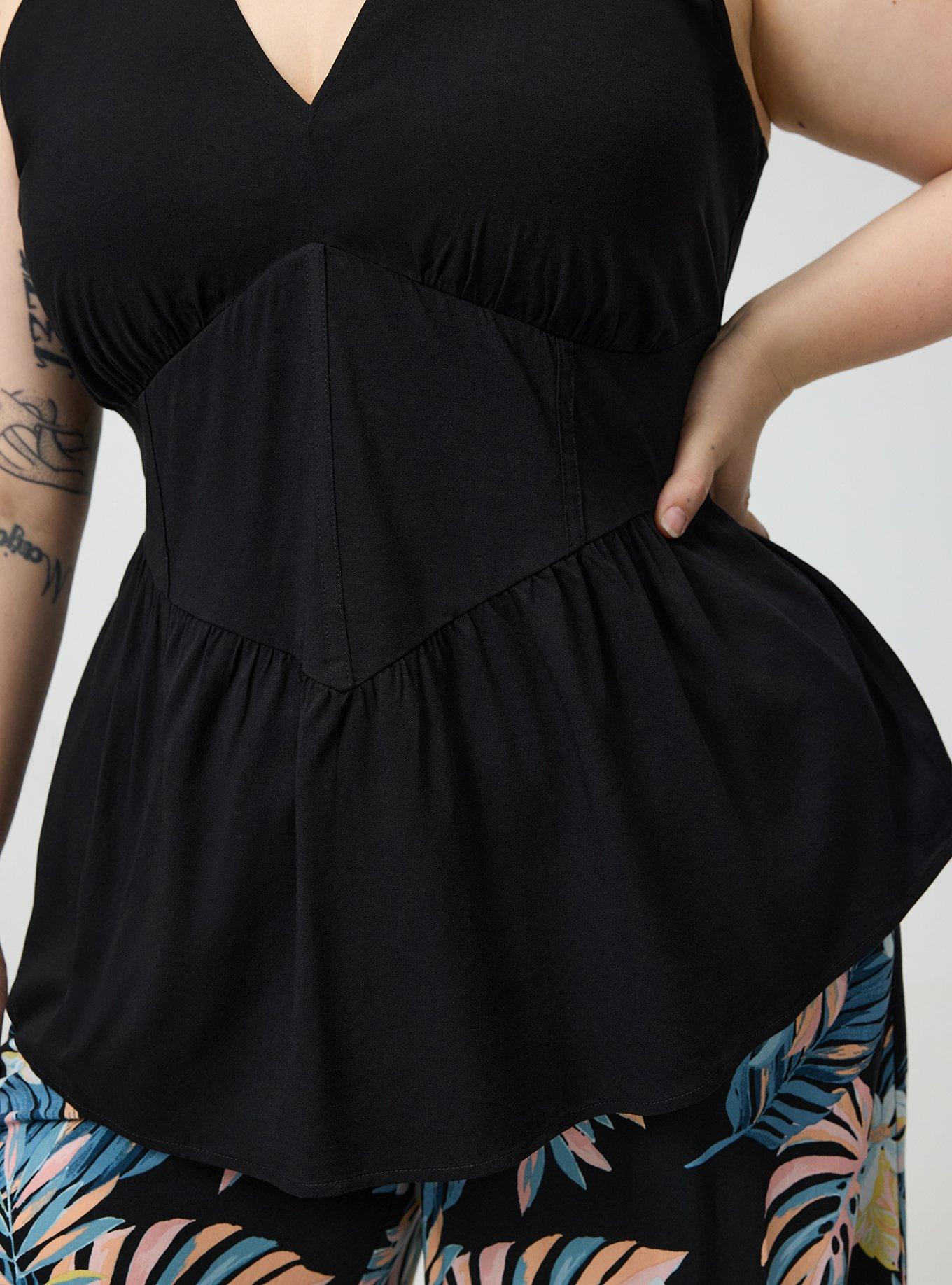 Challis Cinched Peplum Top, DEEP BLACK, alternate