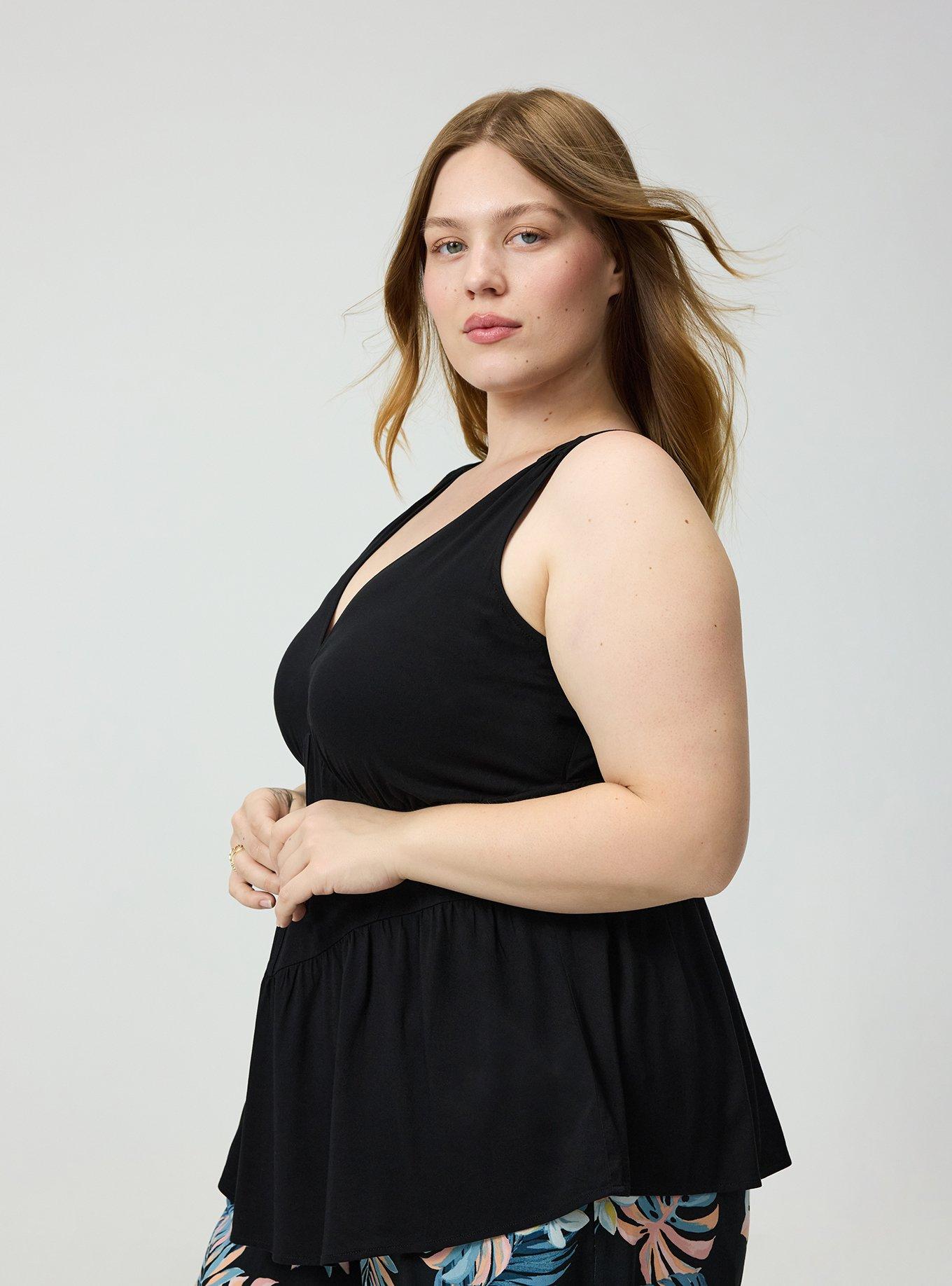 Challis Cinched Peplum Top, DEEP BLACK, alternate