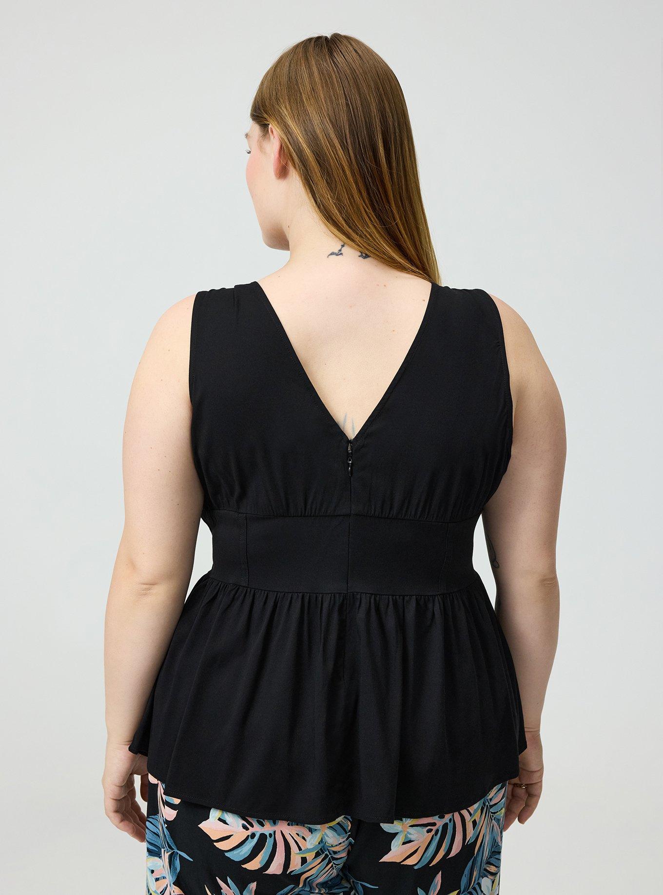 Challis Cinched Peplum Top, DEEP BLACK, alternate
