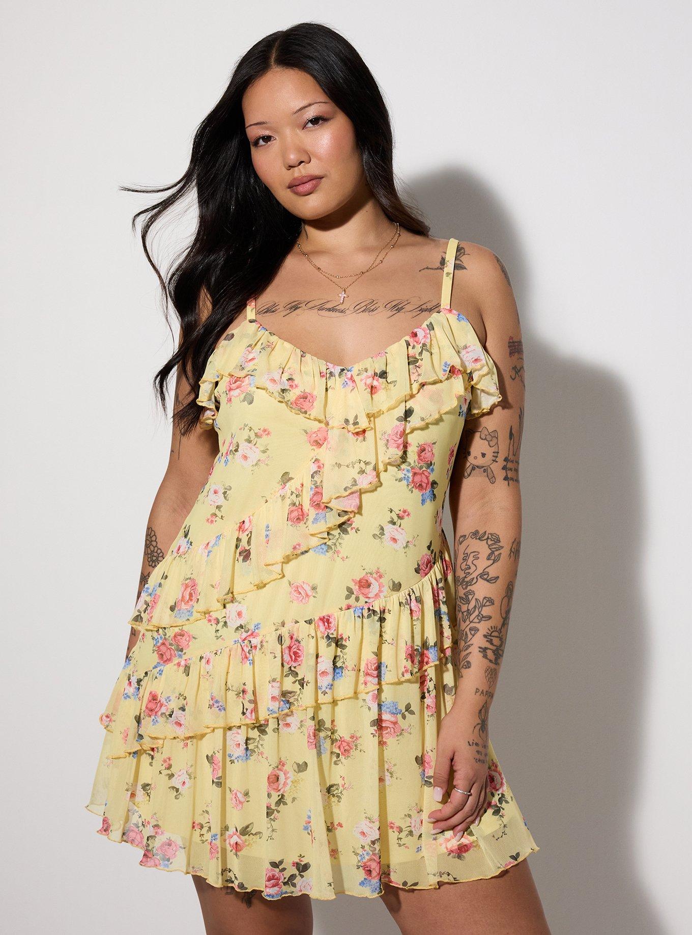LoveSick Asymmetrical Ruffle Mini Dress, MANSFIELD ROSE MELLOW YELLOW, alternate