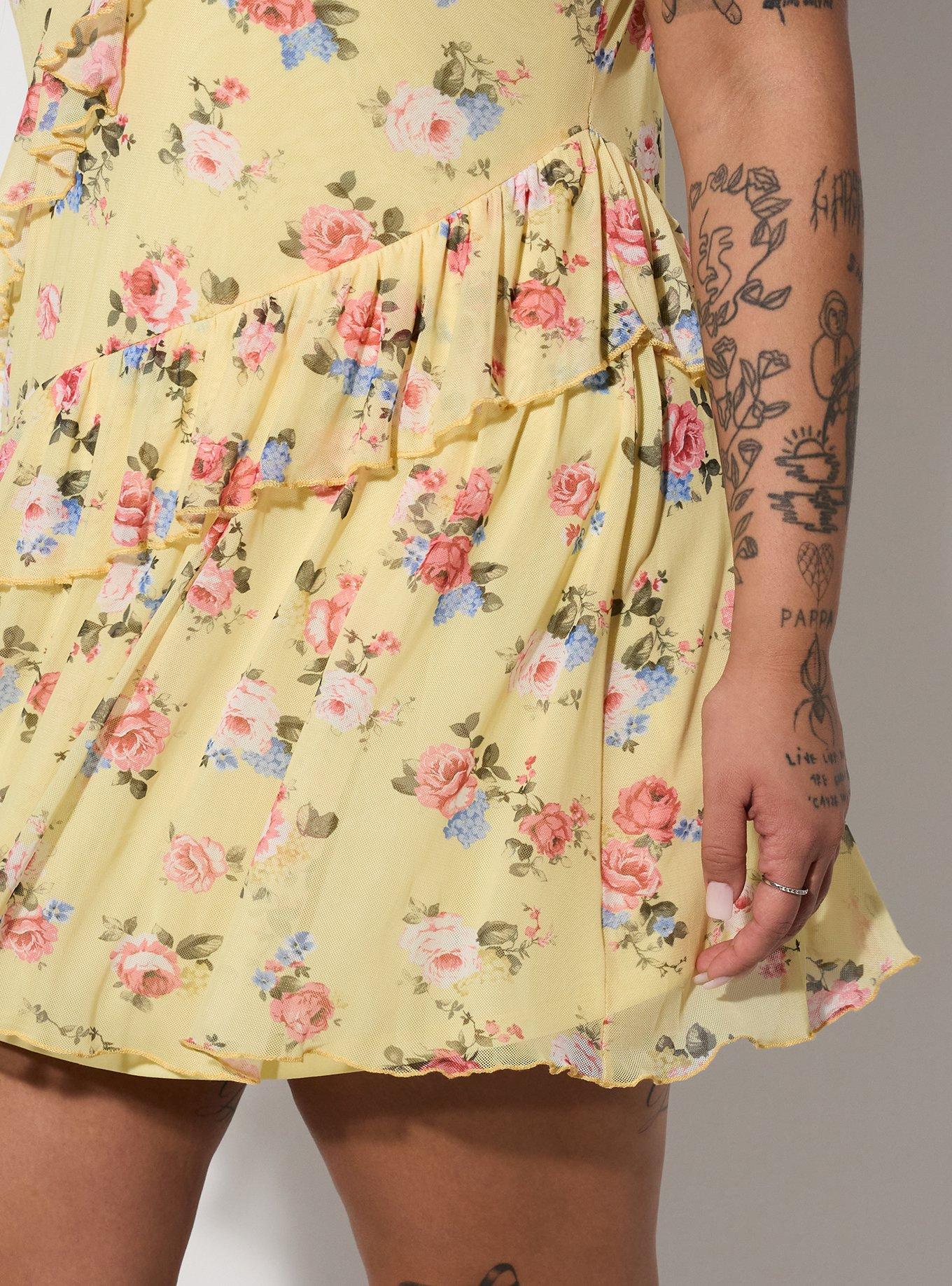 LoveSick Asymmetrical Ruffle Mini Dress, MANSFIELD ROSE MELLOW YELLOW, alternate