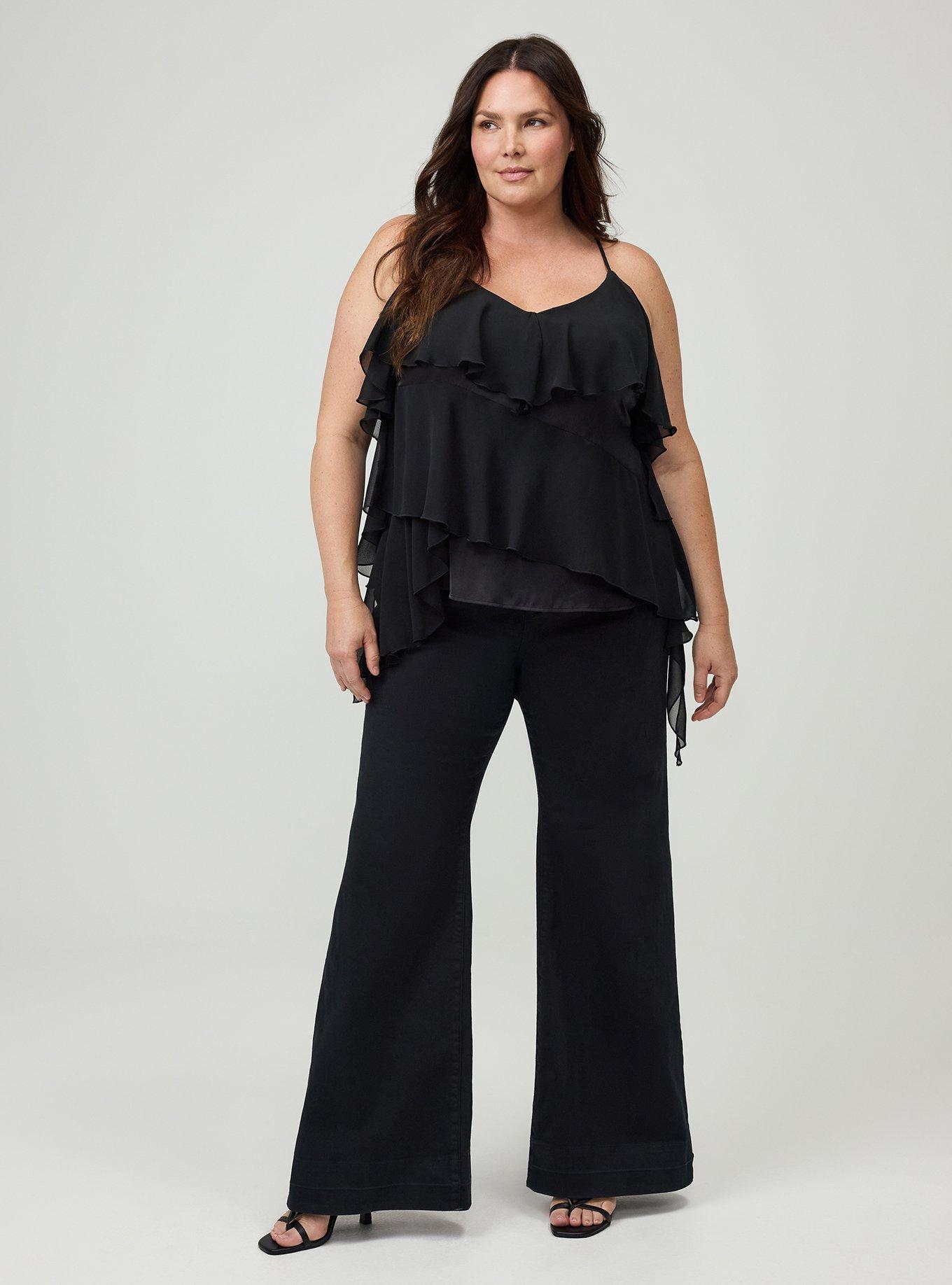 Studio Luxe Chiffon Ruffle Cami, DEEP BLACK, alternate