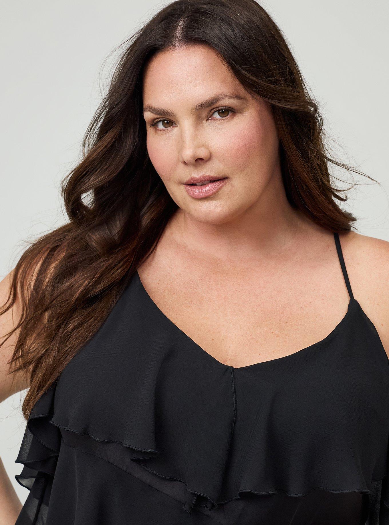 Studio Luxe Chiffon Ruffle Cami, DEEP BLACK, alternate