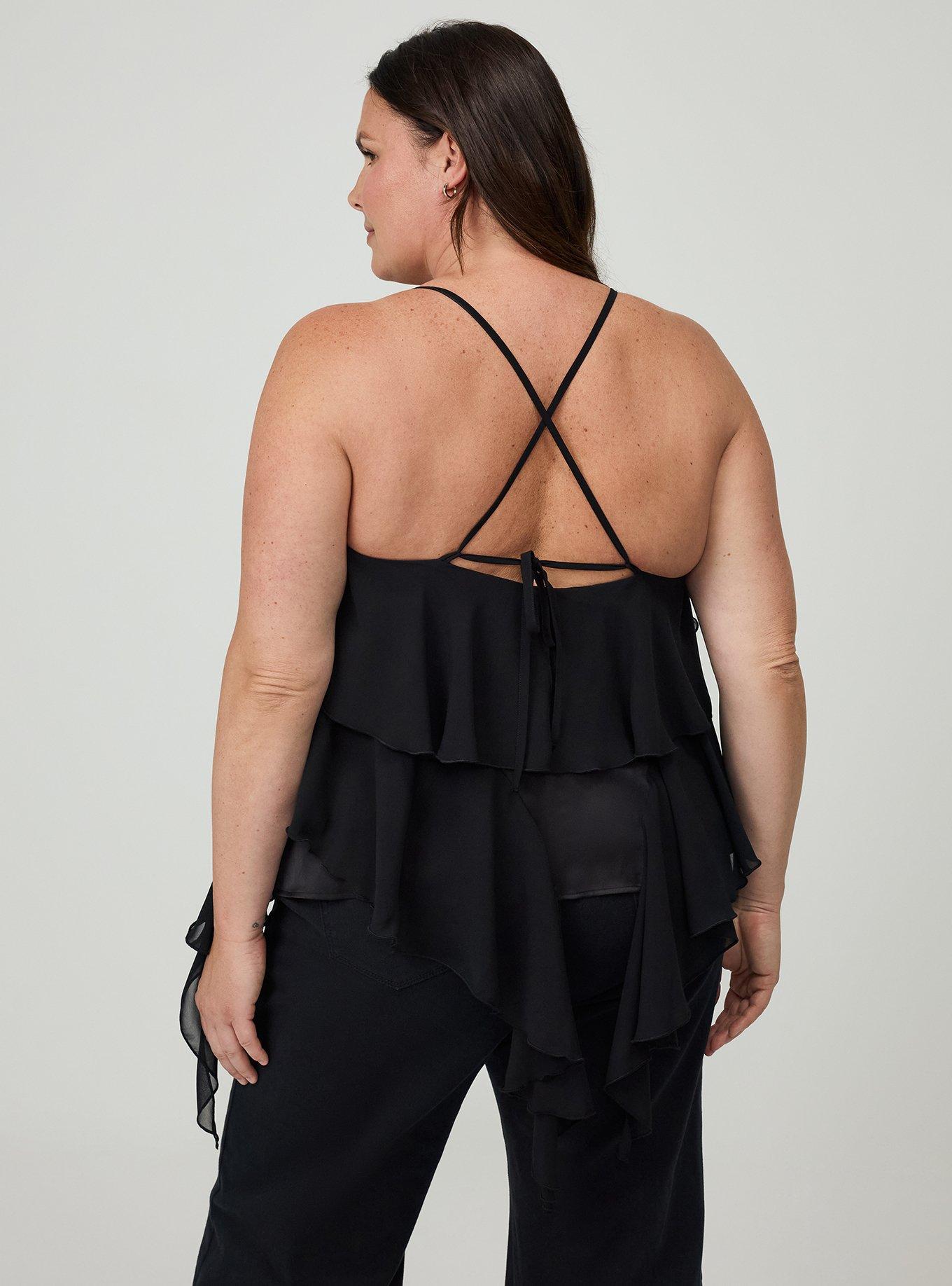 Studio Luxe Chiffon Ruffle Cami, DEEP BLACK, alternate