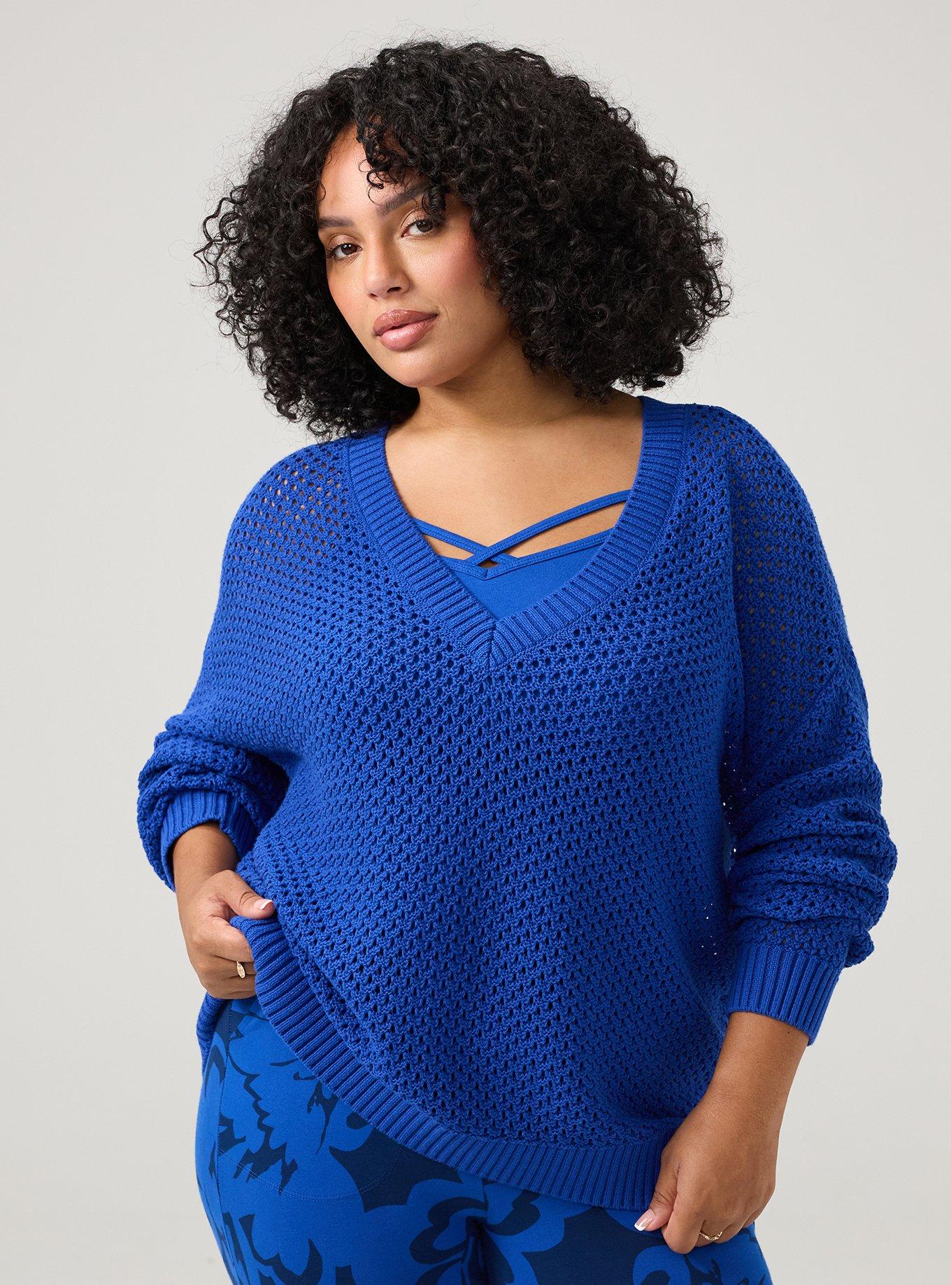 Open Stitch V-Neck Sweater, SURF THE WEB, hi-res
