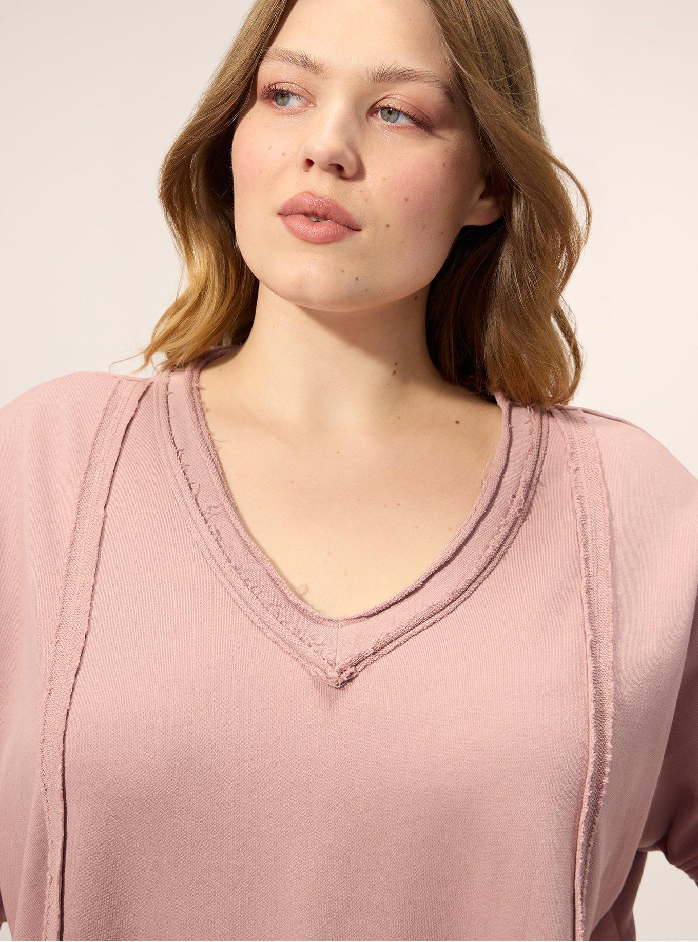 Festi Relaxed V-Neck Dolman Pullover Top, WOODROSE, alternate