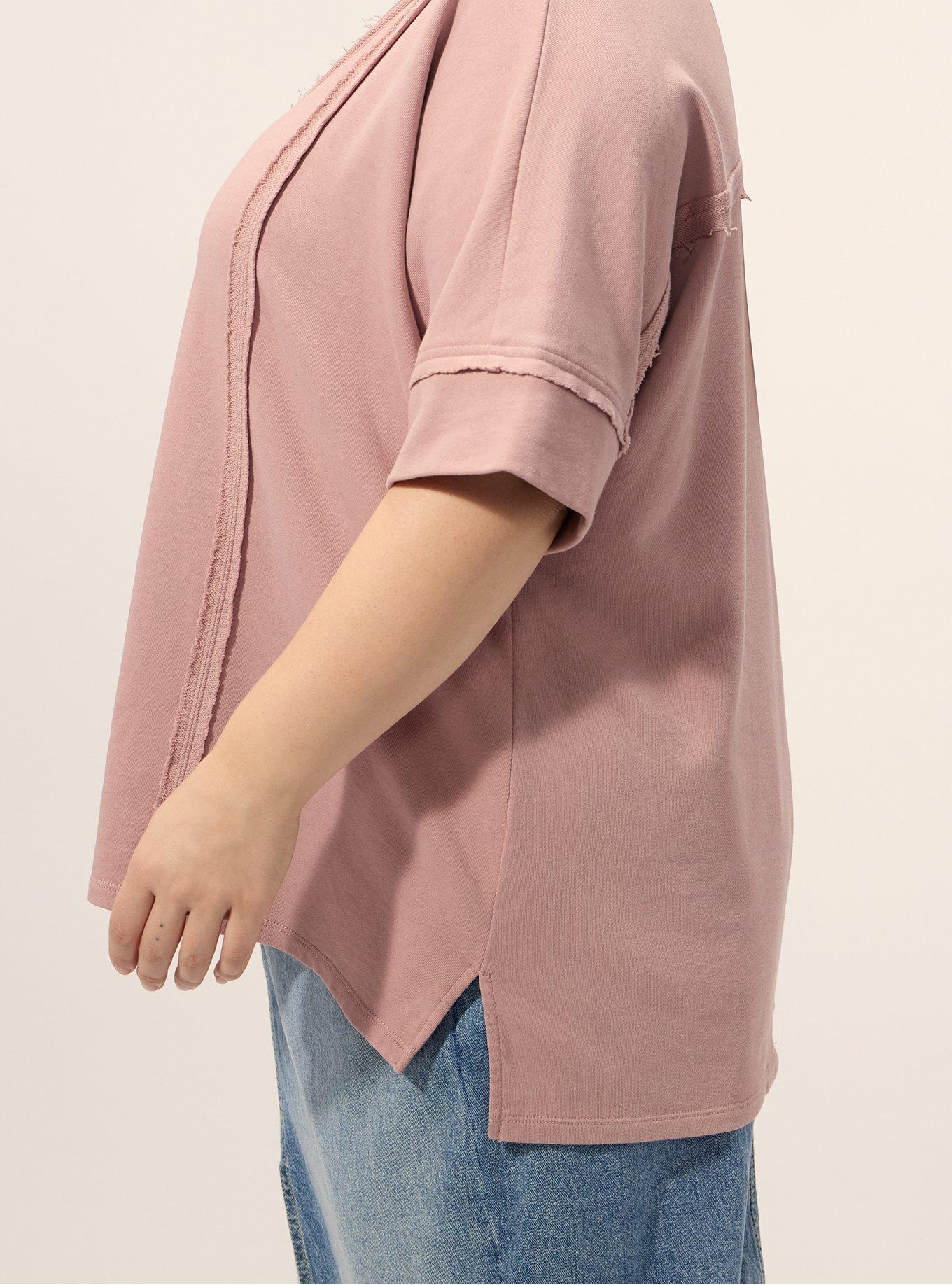 Festi Relaxed V-Neck Dolman Pullover Top, WOODROSE, alternate