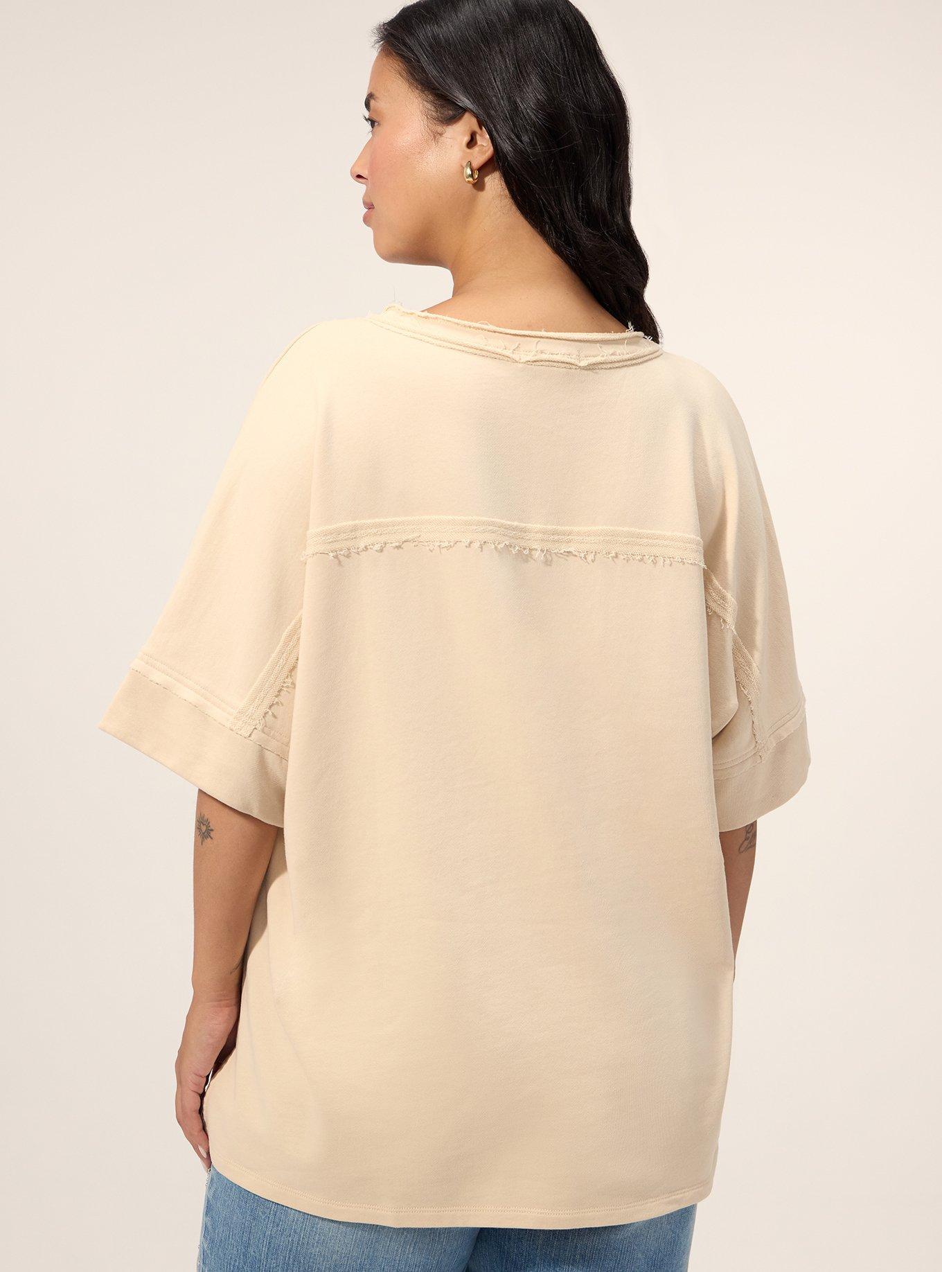 Festi Relaxed V-Neck Dolman Pullover Top, SAND DOLLAR, alternate