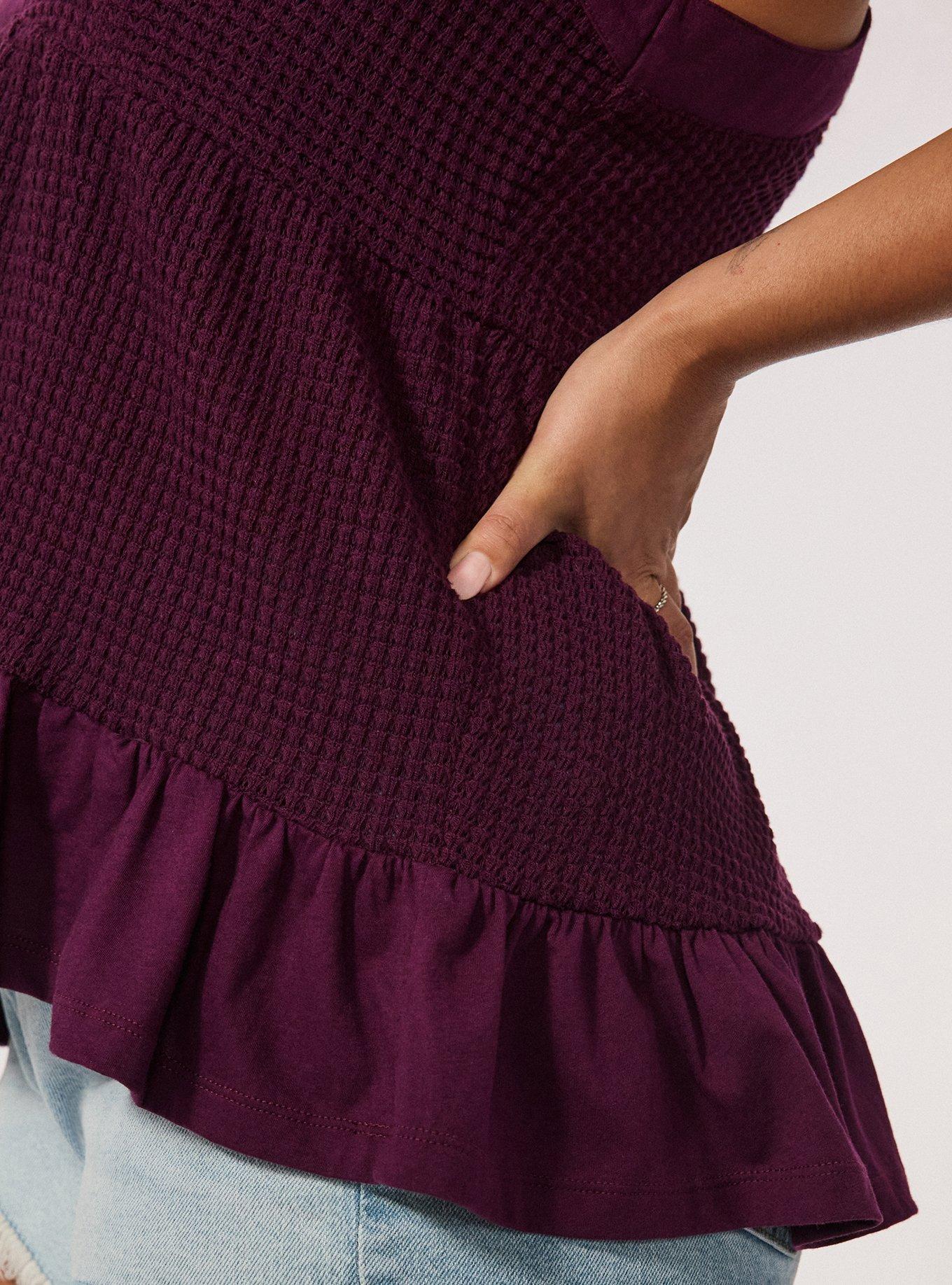 Festi Tiered Waffle Tank, POTENT PURPLE, alternate