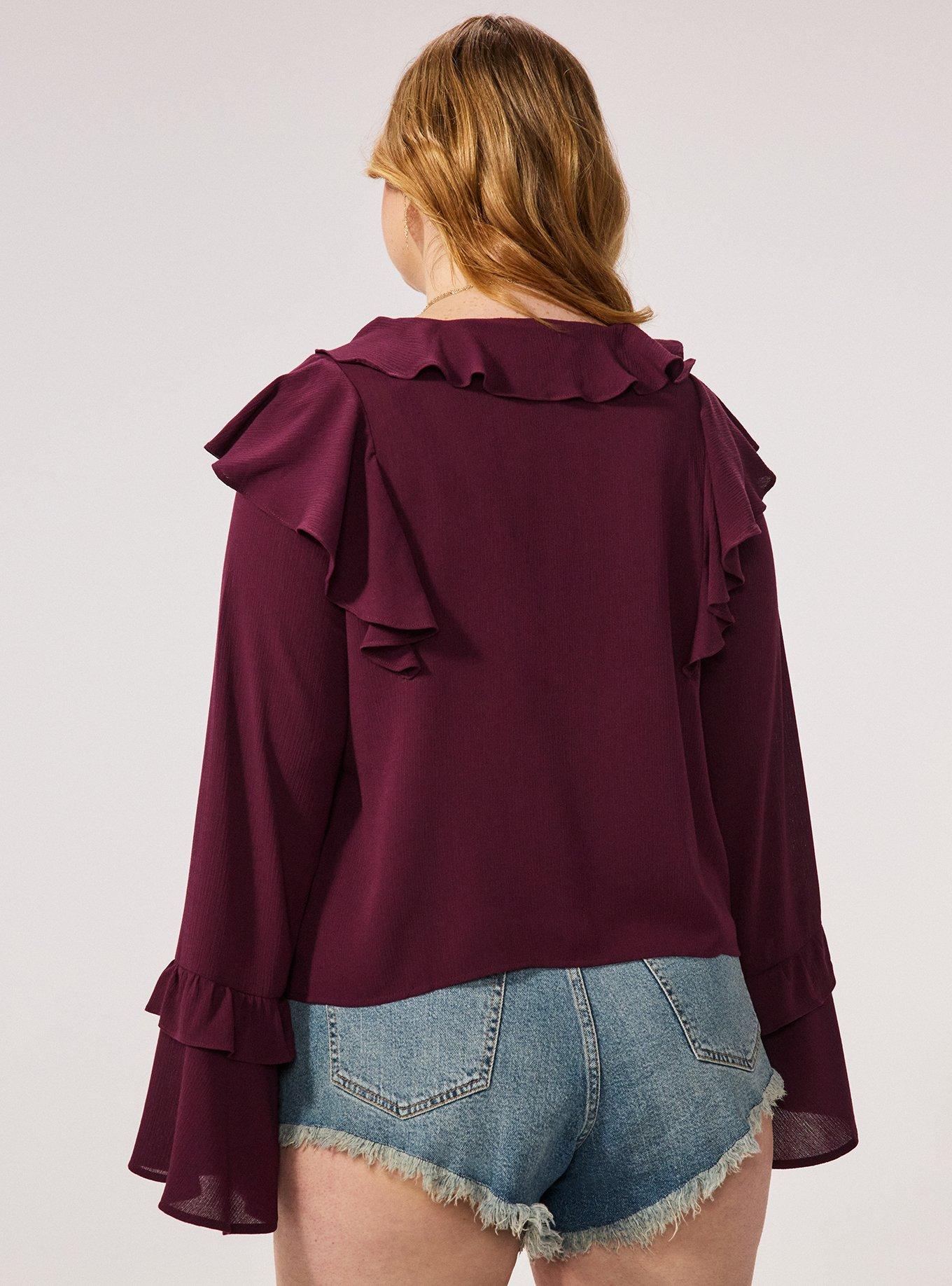 Festi Ruffle Tie Front Top, POTENT PURPLE, alternate