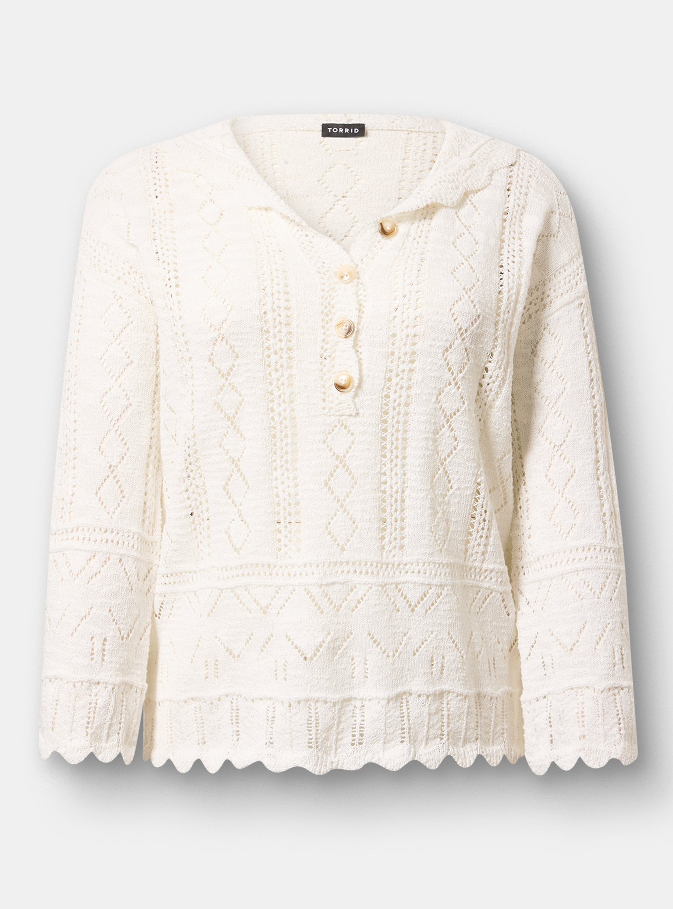 Plus Size - Pointelle Hoodie Sweater - Torrid