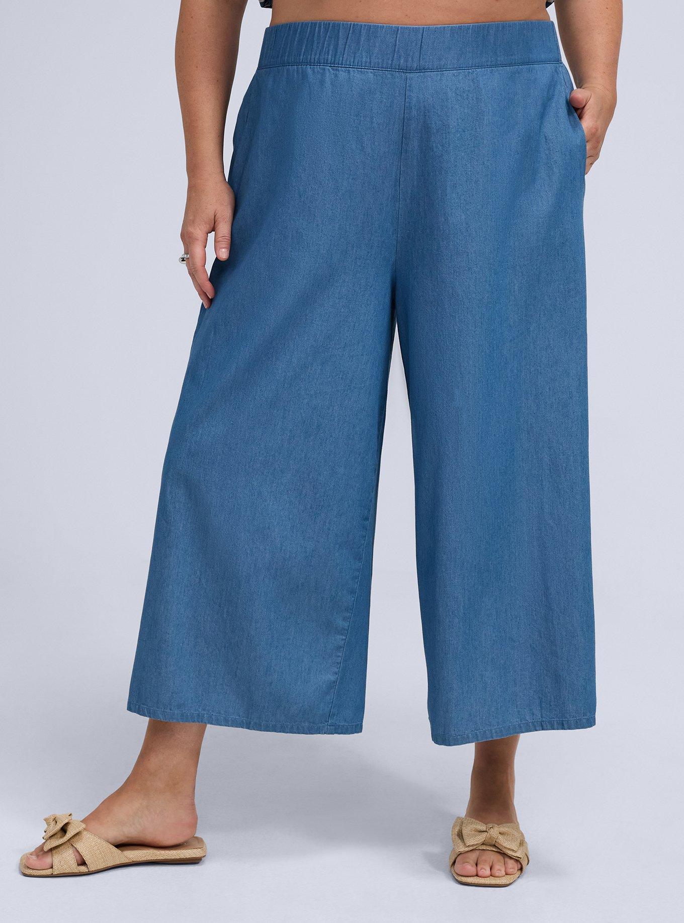 Plus Size Belle Isle Chambray Pull-On Pant, MEDIUM WASH, alternate