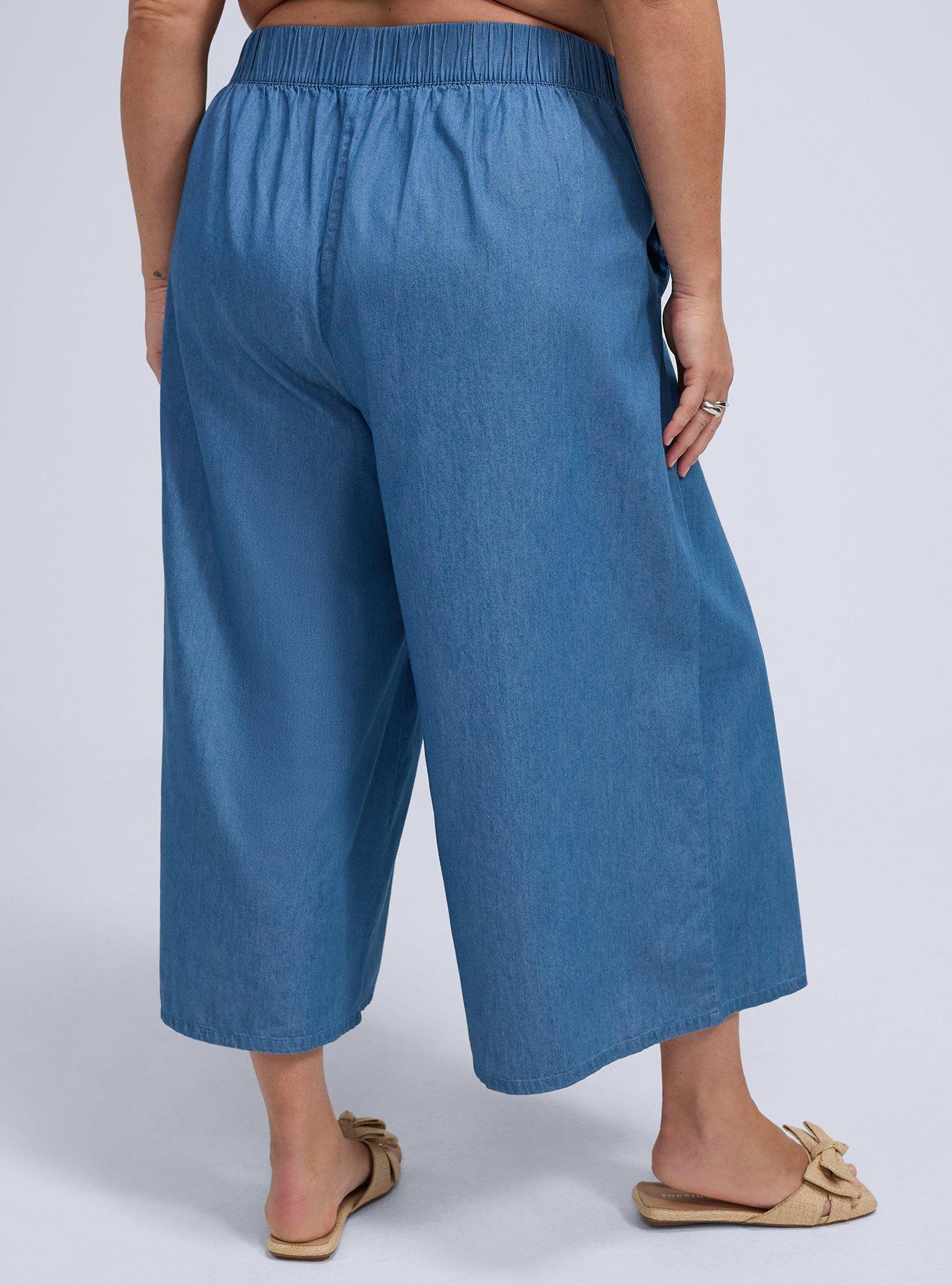 Plus Size Belle Isle Chambray Pull-On Pant, MEDIUM WASH, alternate