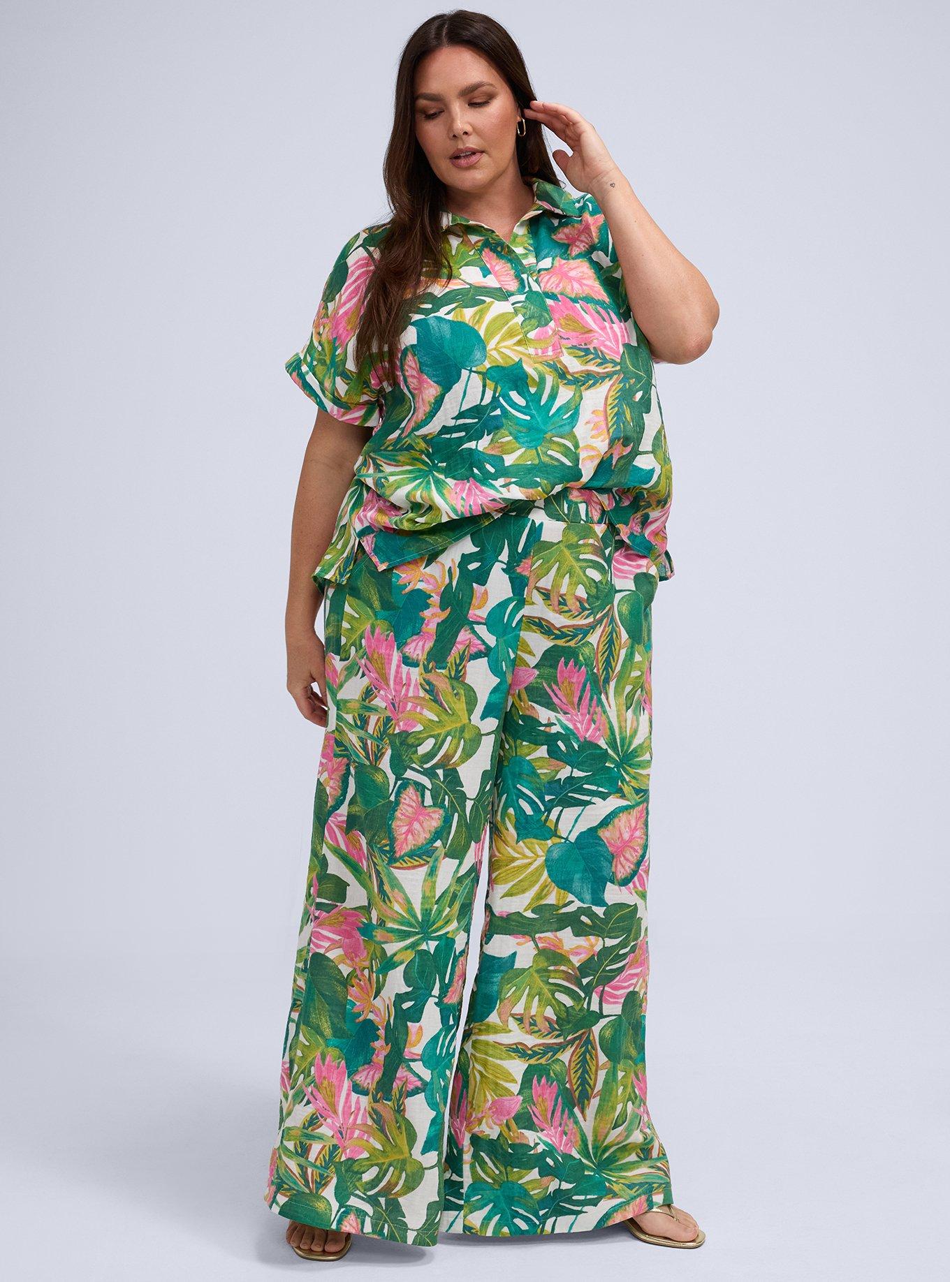 Belle Isle Wide Leg Pull-On Pant, ARIANA TROPICAL WHITE, hi-res