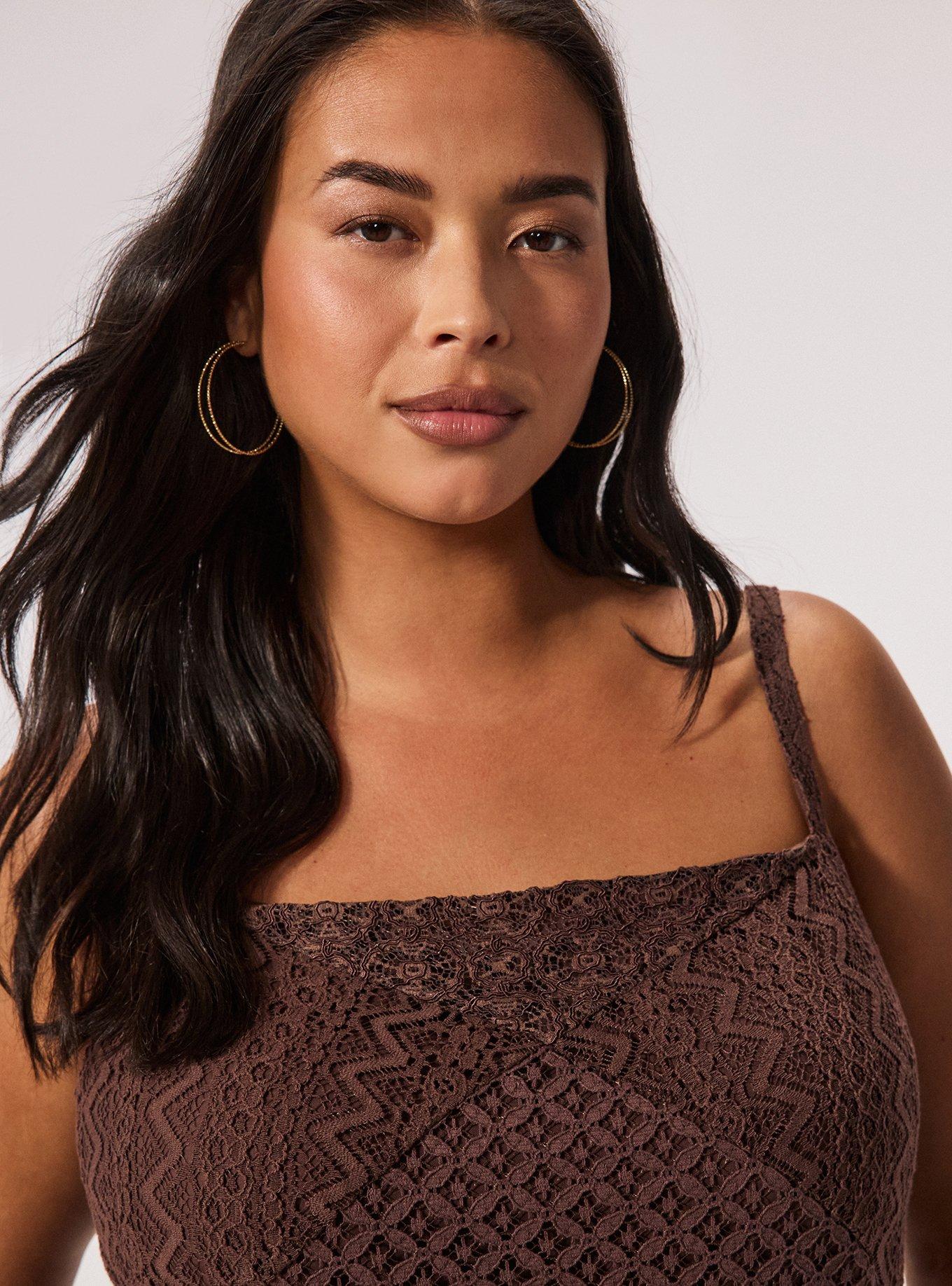 Festi Mixed Lace Handkerchief Tank, FRENCH ROAST, alternate