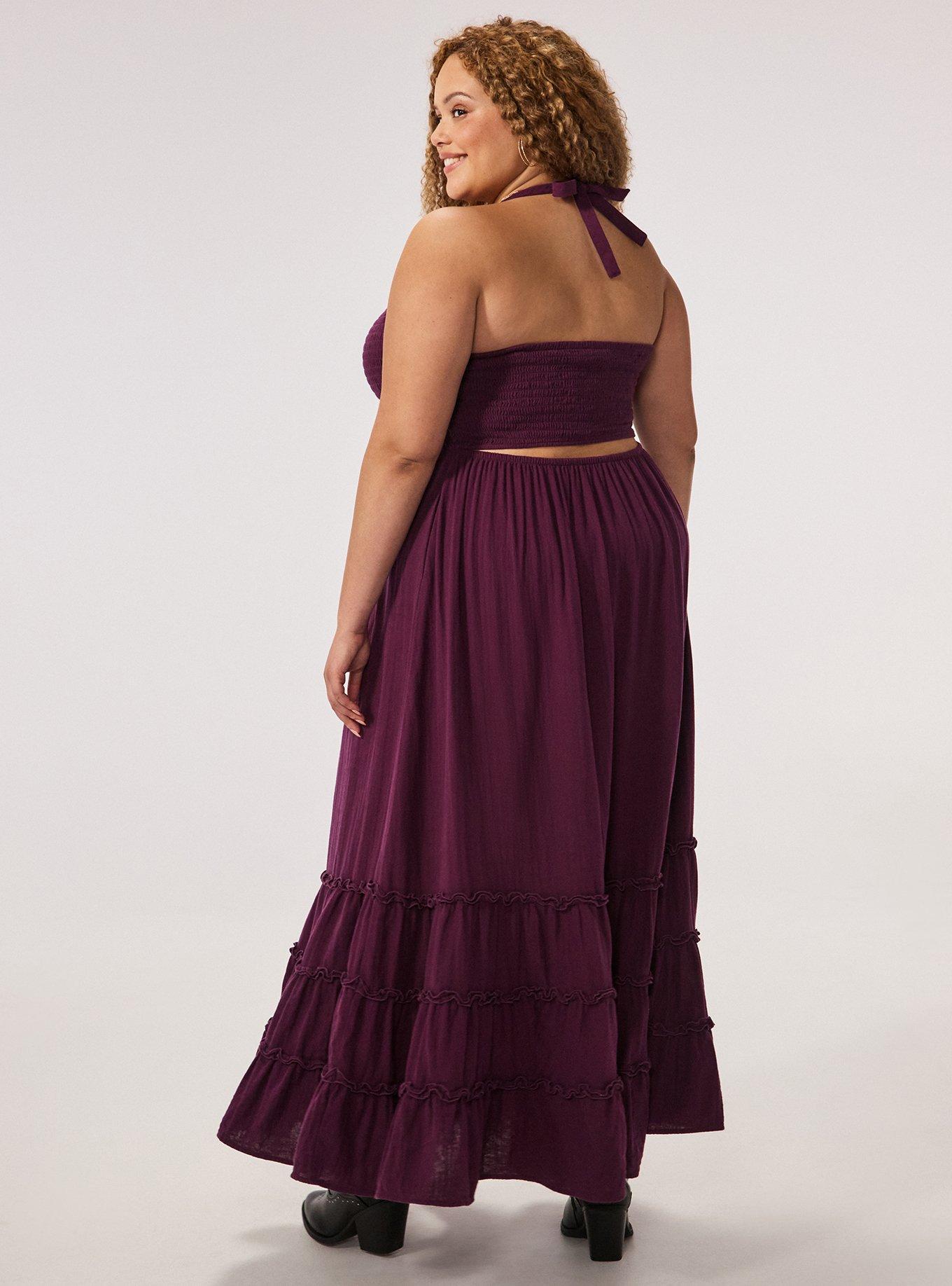 Festi Smocked Halter Maxi Dress, POTENT PURPLE, alternate
