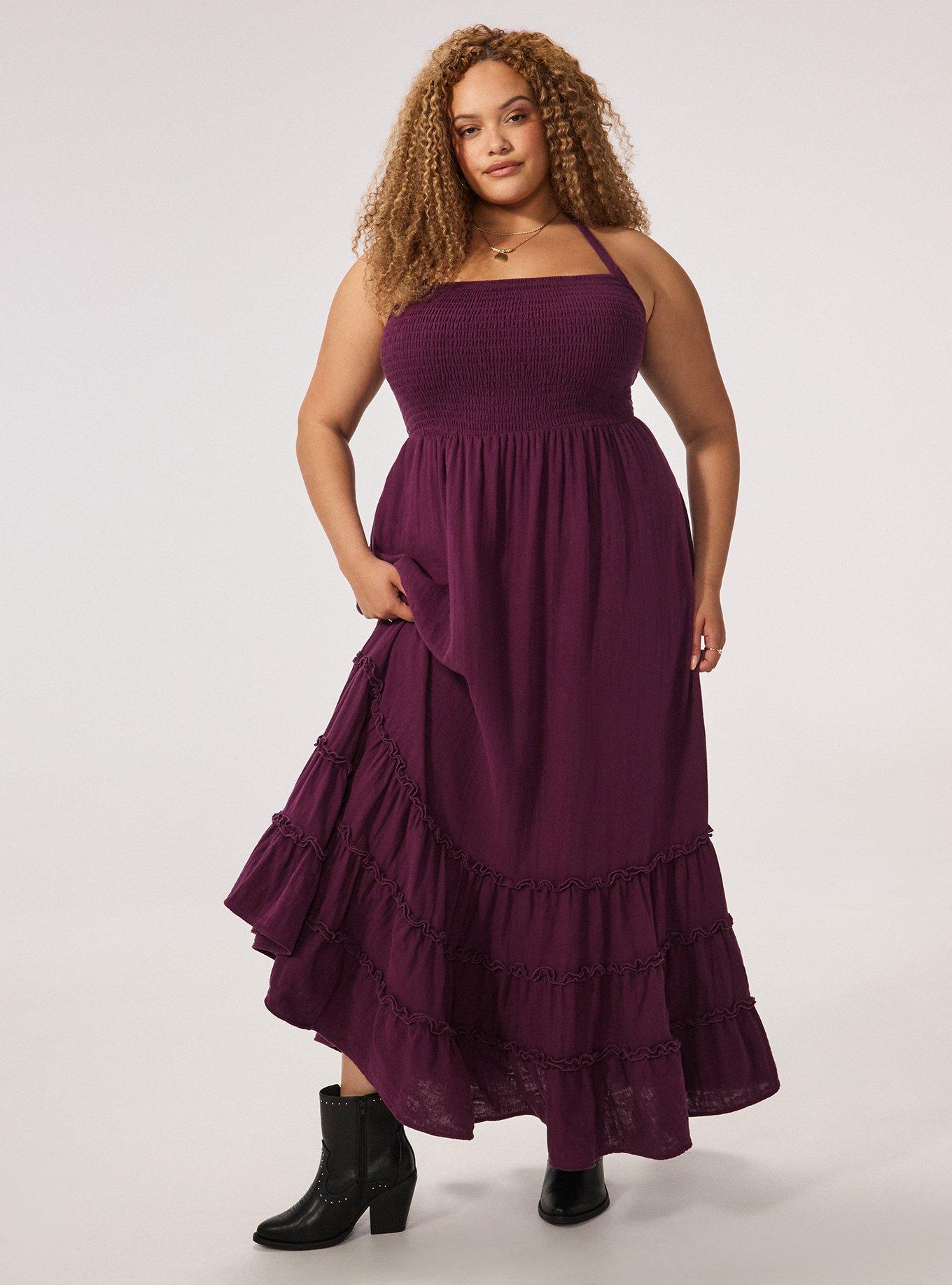 Festi Smocked Halter Maxi Dress, POTENT PURPLE, hi-res