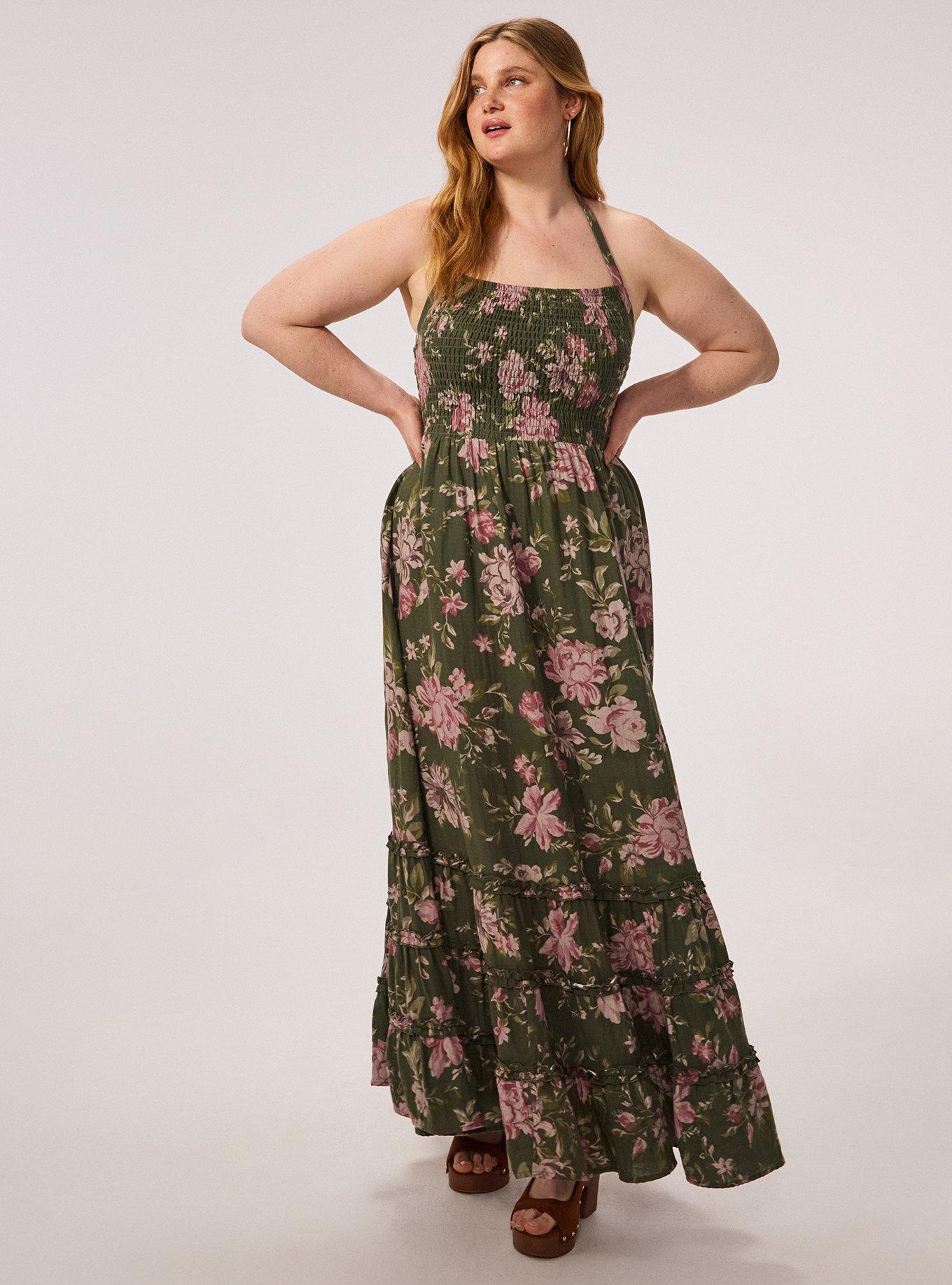 Festi Smocked Halter Maxi Dress, ROSE FANTASY FLORAL ROSE, hi-res