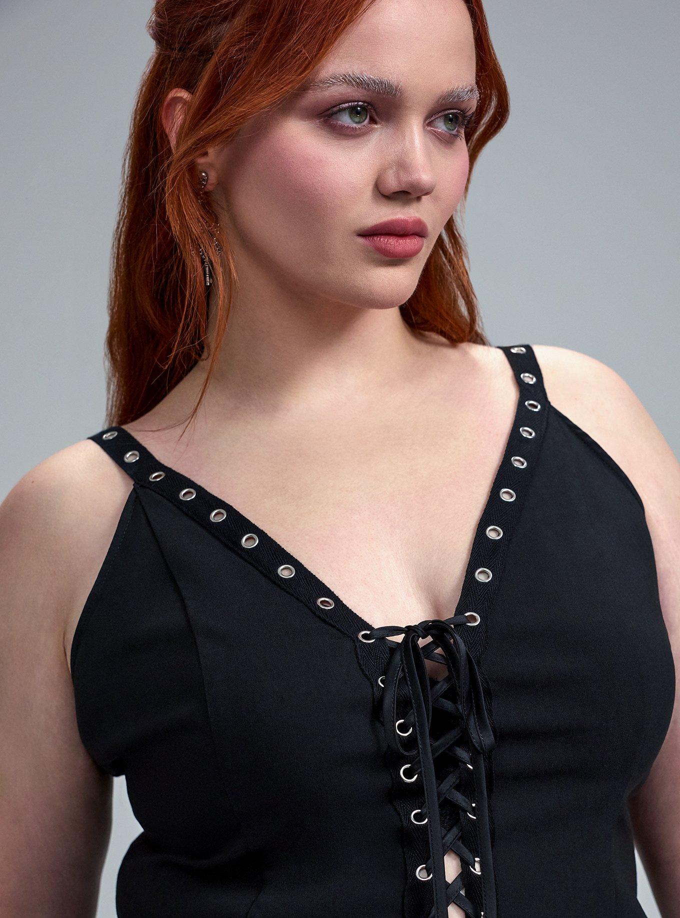 Nightfall Lace-Up Cami, DEEP BLACK, alternate