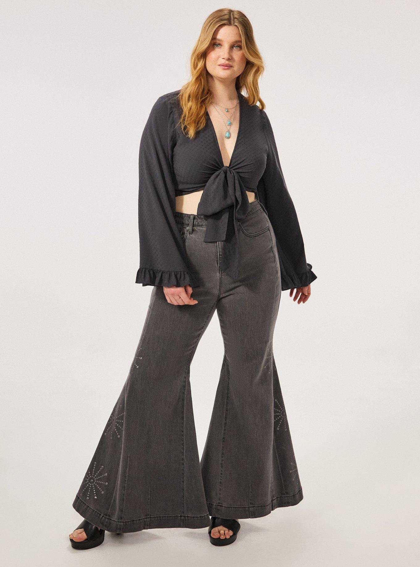 Festi Bell Sleeve Tie-Front Top, PHANTOM, alternate