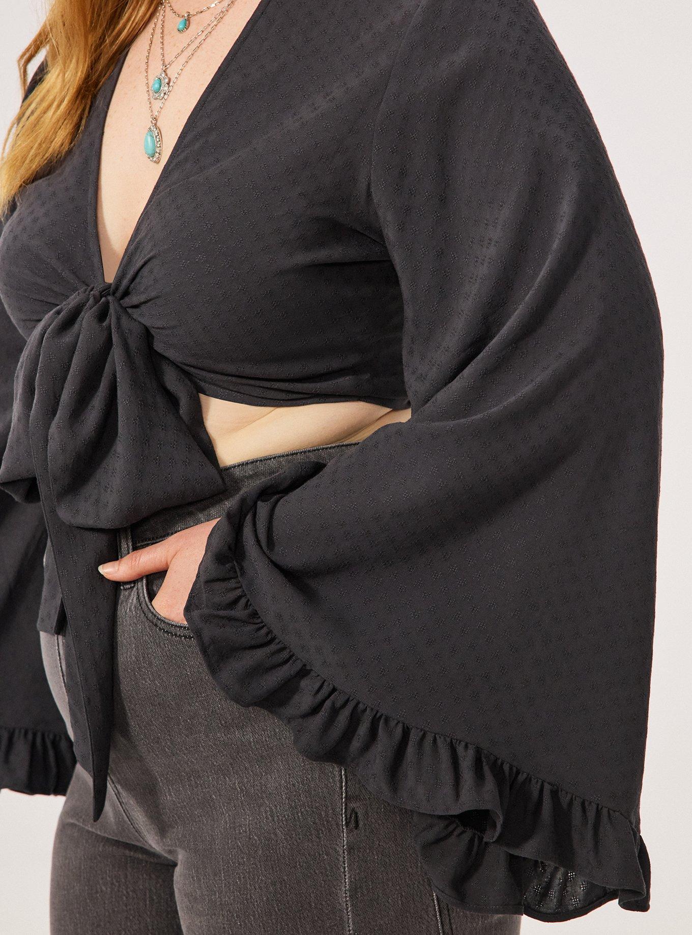 Festi Bell Sleeve Tie-Front Top, PHANTOM, alternate