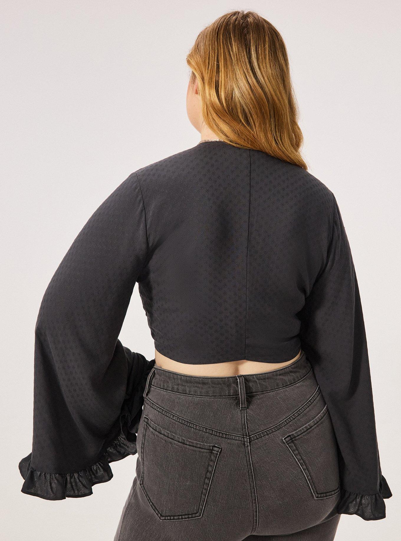 Festi Bell Sleeve Tie-Front Top, PHANTOM, alternate