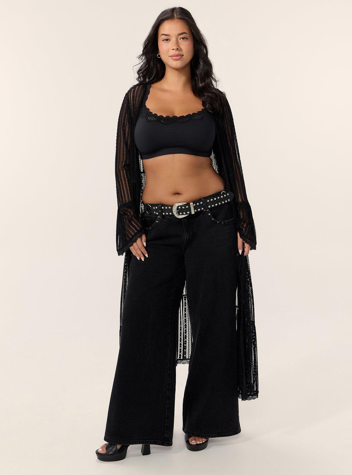 Festi Tie-Front Bell Sleeve Kimono, DEEP BLACK, hi-res