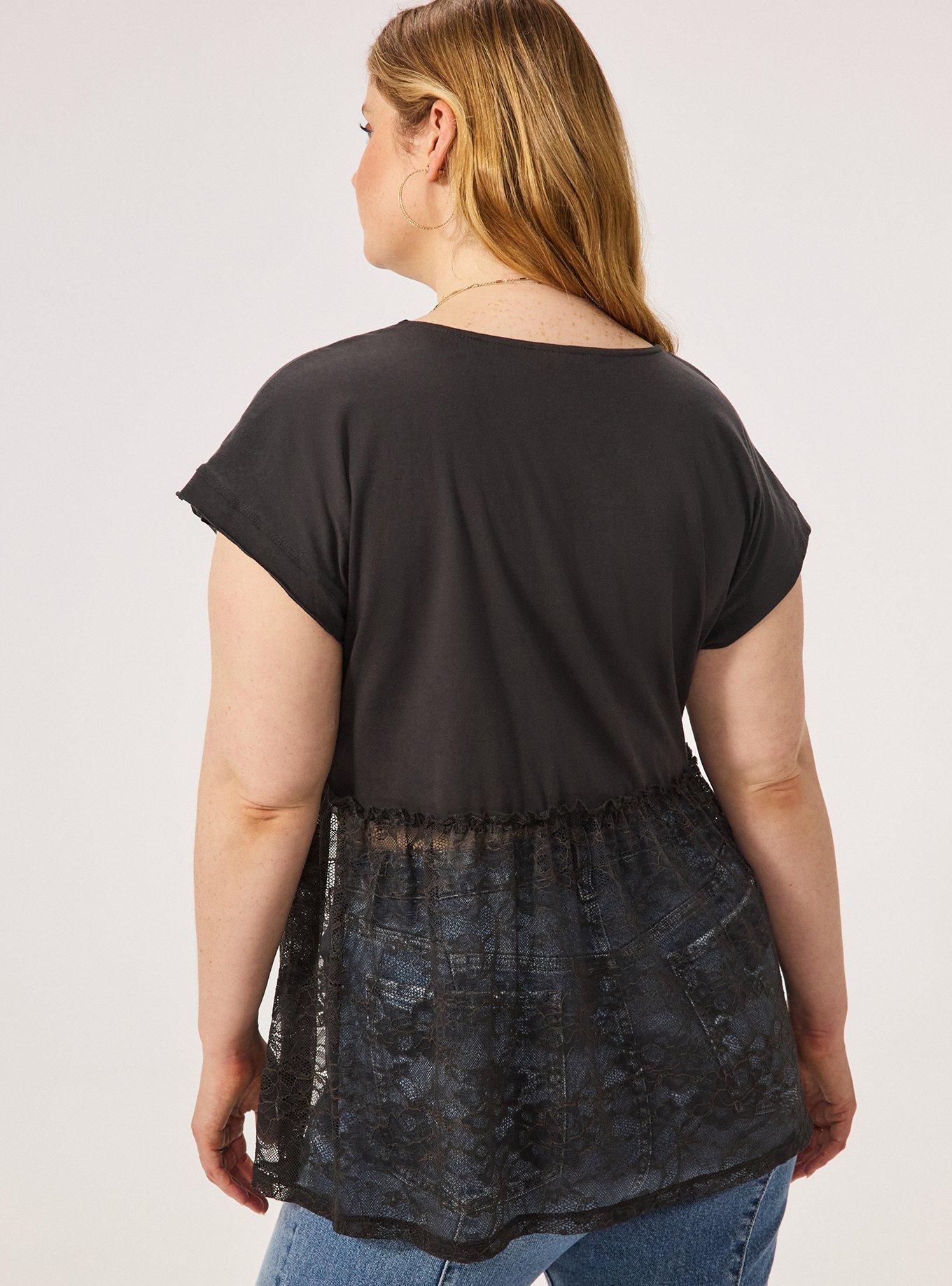 Plus Size Festi Dolman Lace Babydoll Top, PHANTOM, alternate