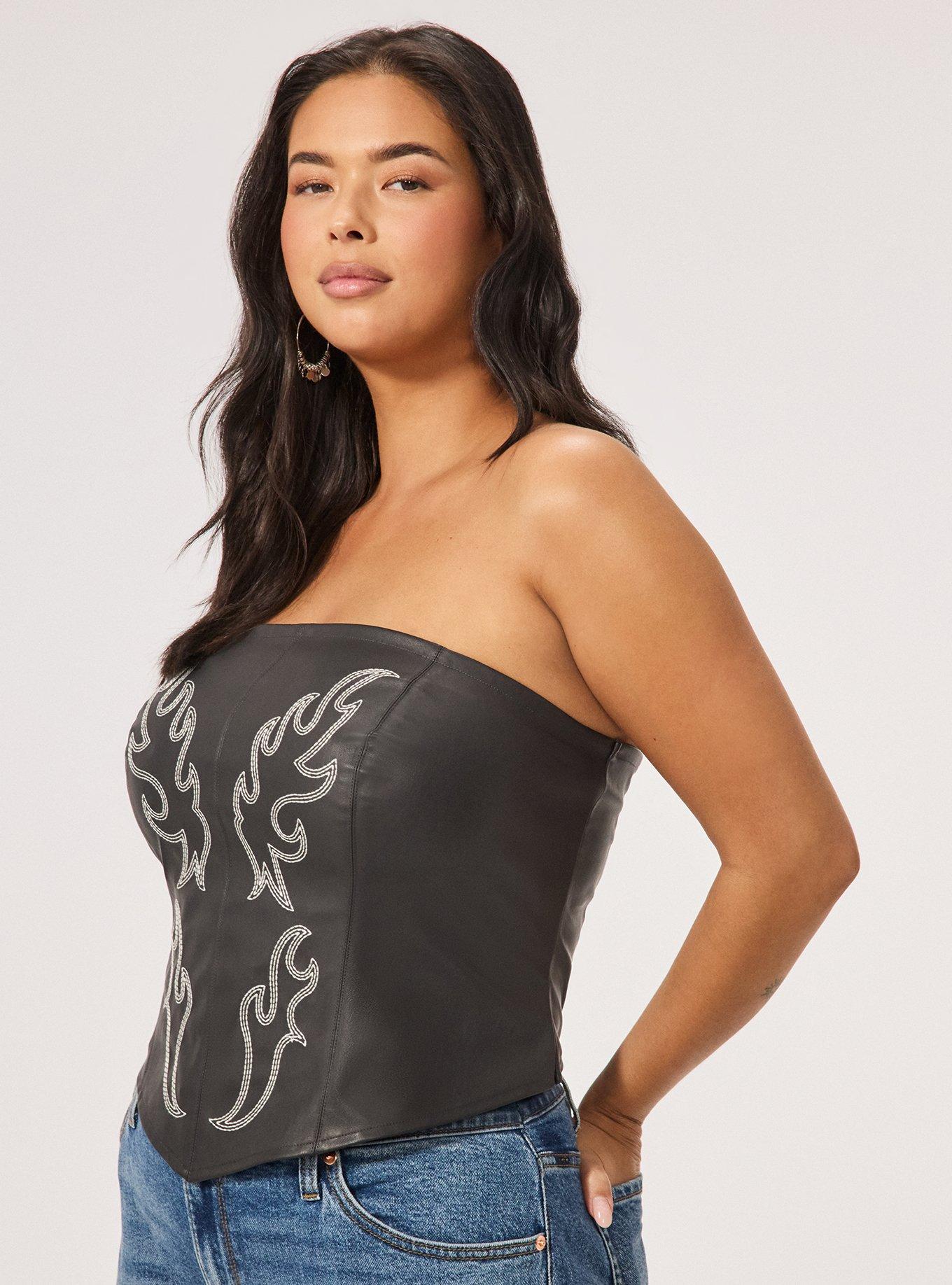 Festi Faux Leather Corset, PHANTOM, alternate