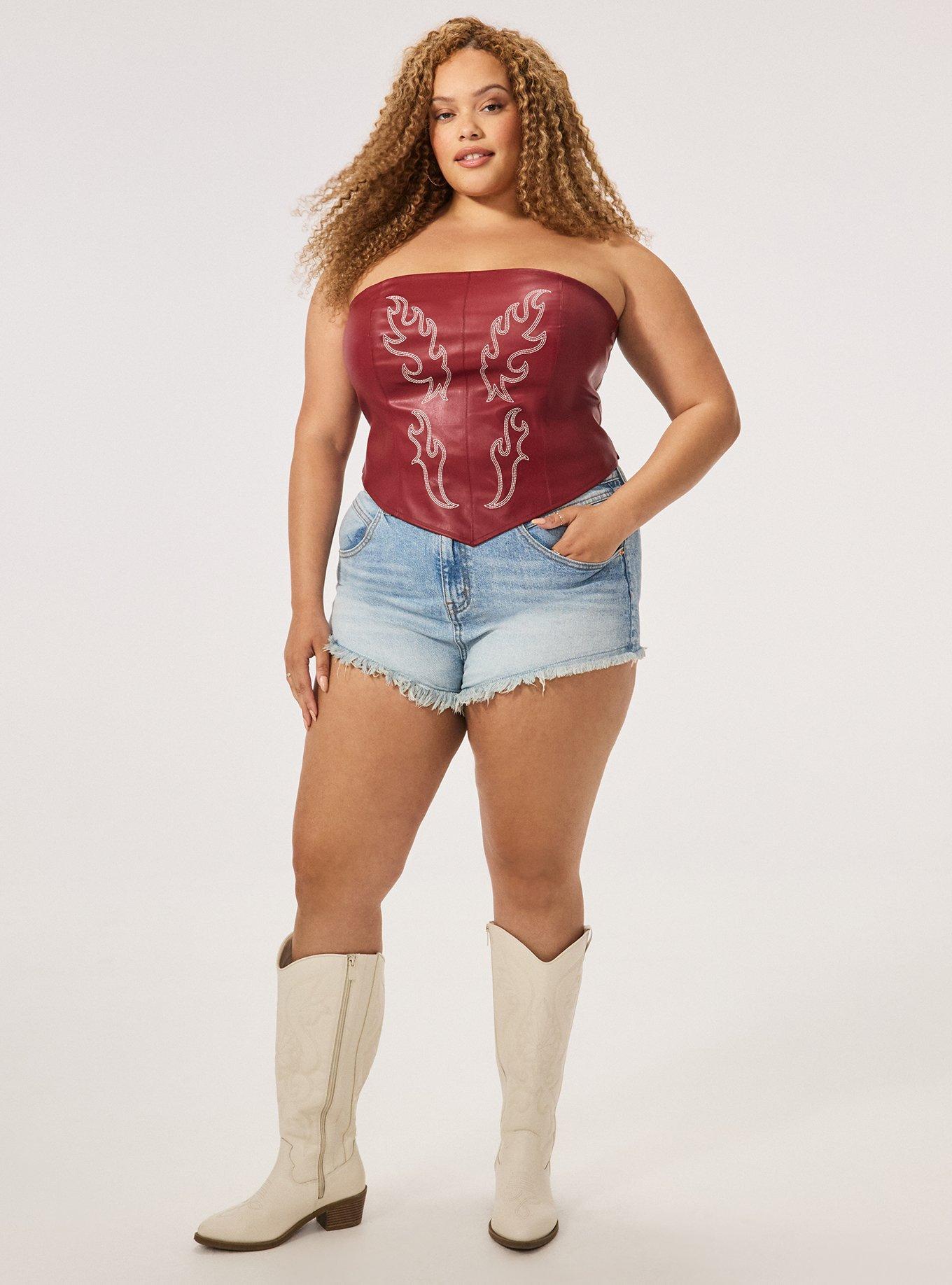 Festi Faux Leather Corset, POMEGRANATE, alternate