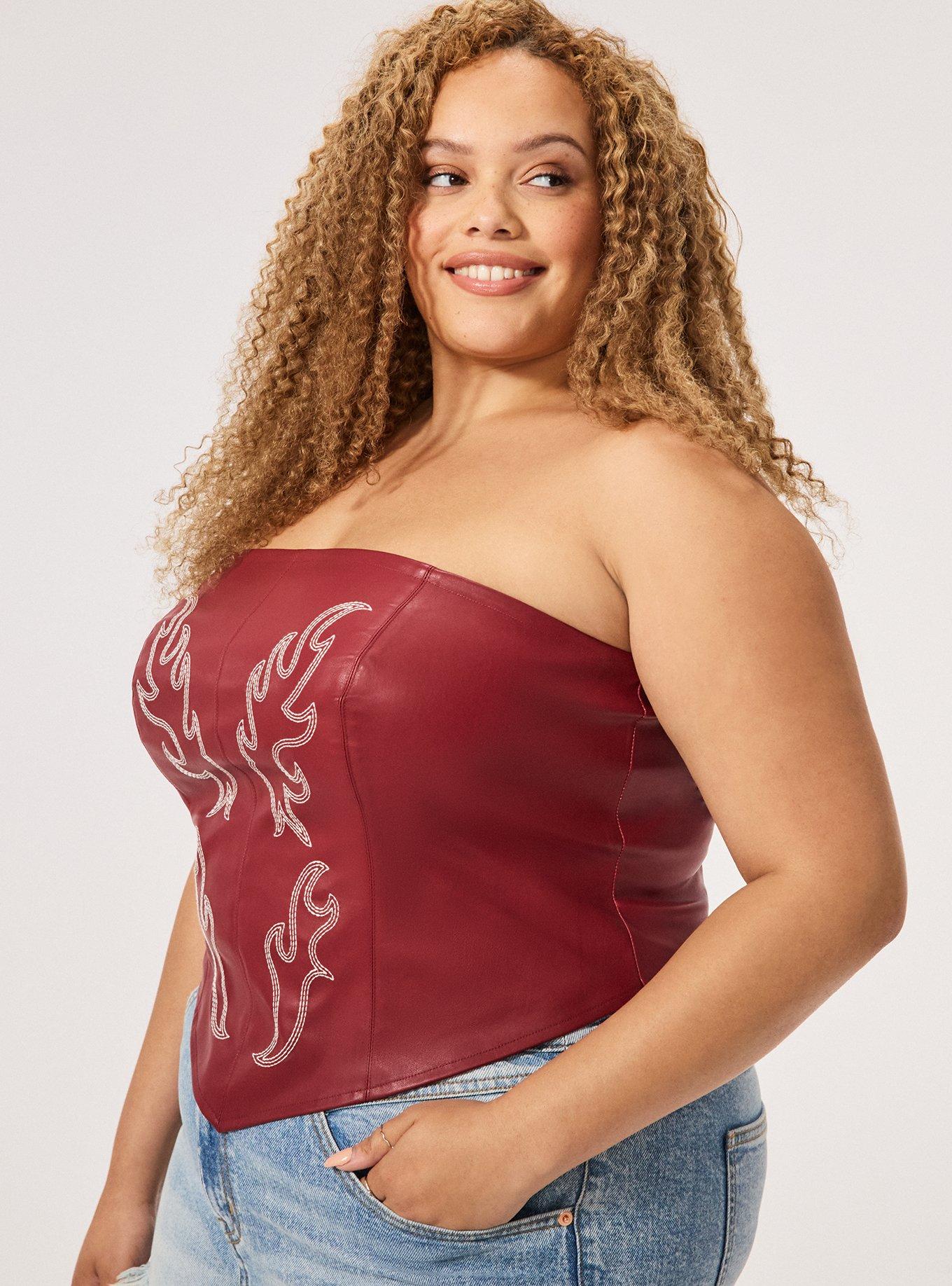 Festi Faux Leather Corset, POMEGRANATE, alternate
