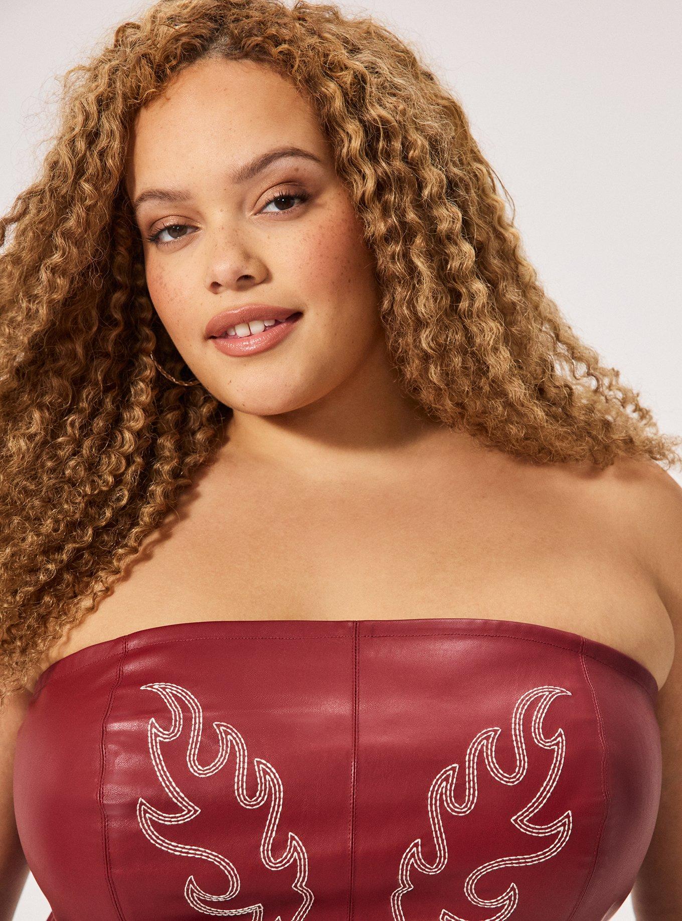 Festi Faux Leather Corset, POMEGRANATE, alternate