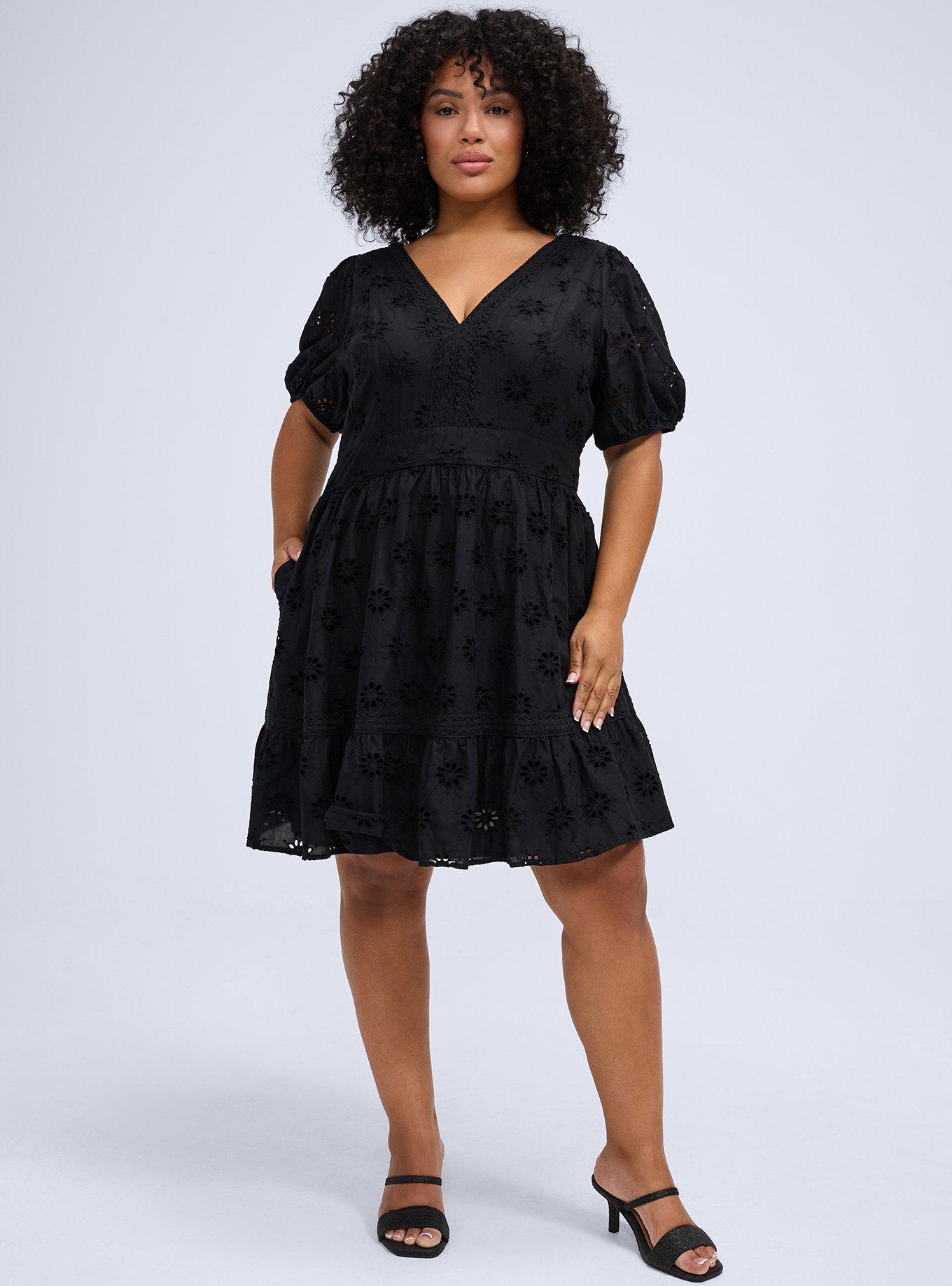 Belle Isle Eyelet Mini Dress, DEEP BLACK, hi-res