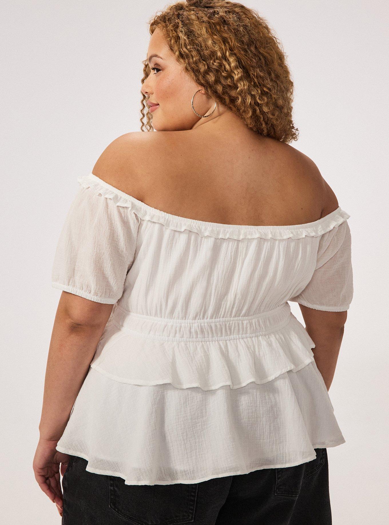 Festi Off-Shoulder Tiered Top, MARSHMALLOW, alternate