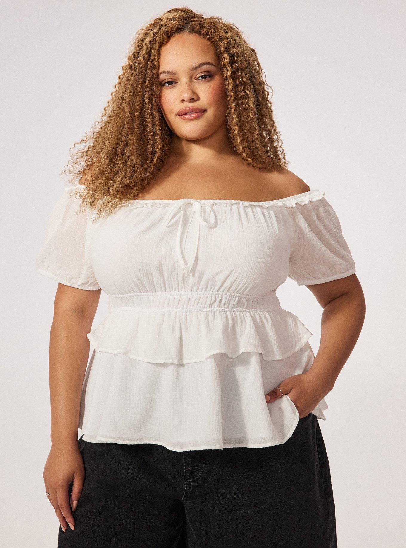 Festi Off-Shoulder Tiered Top, MARSHMALLOW, hi-res