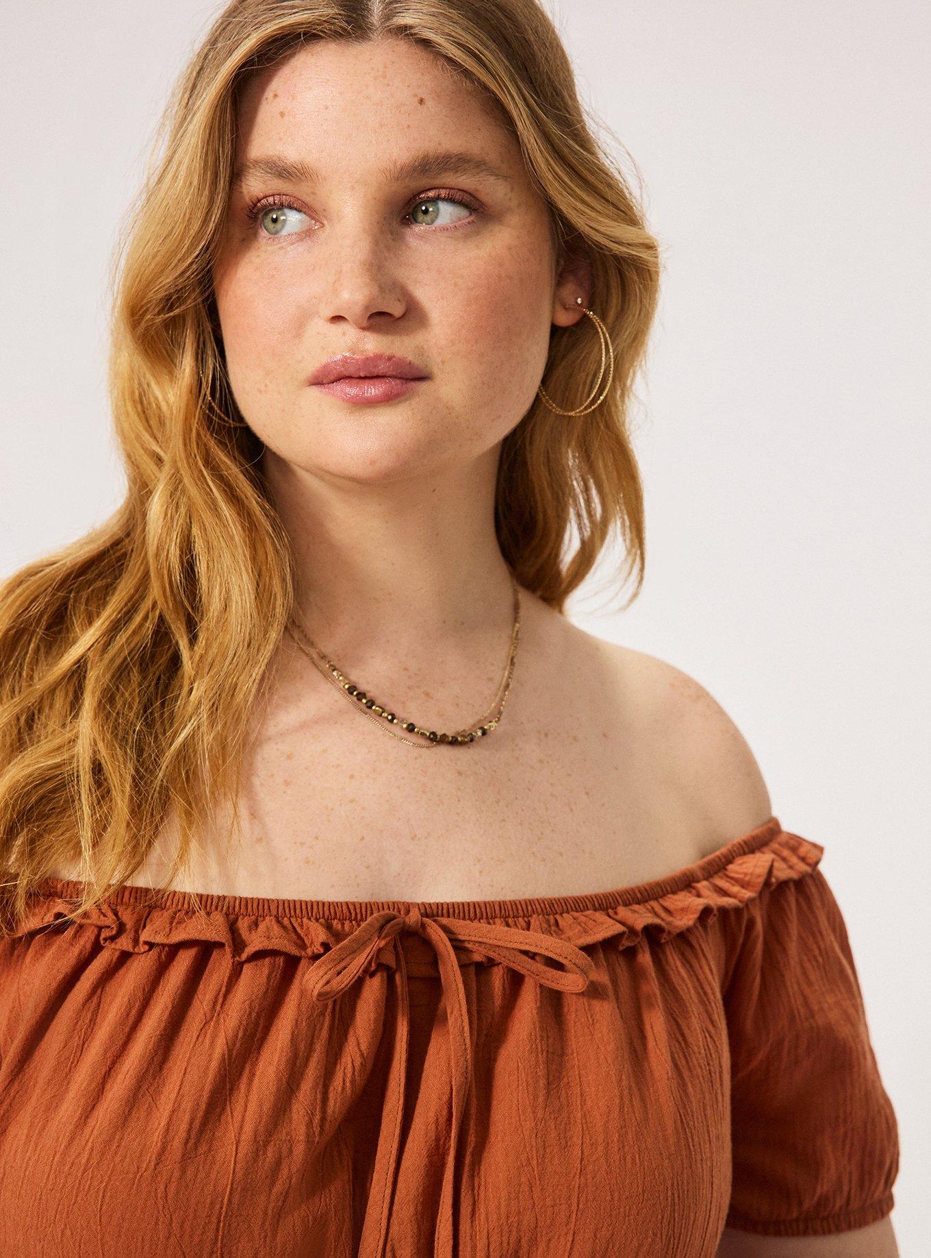 Festi Off-Shoulder Tiered Top, MOCHA BISQUE, alternate