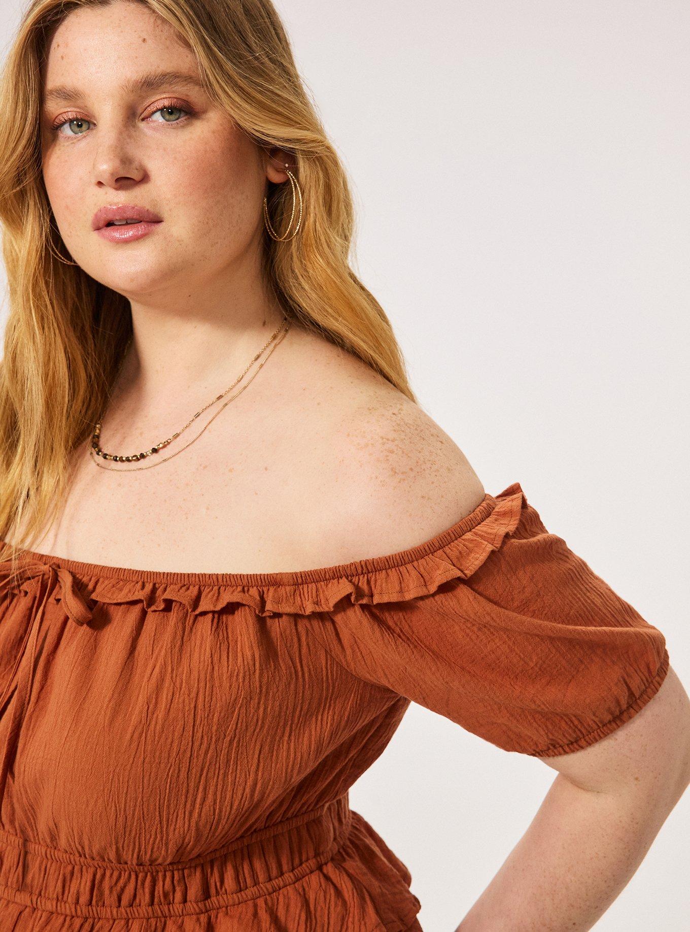 Festi Off-Shoulder Tiered Top, MOCHA BISQUE, alternate