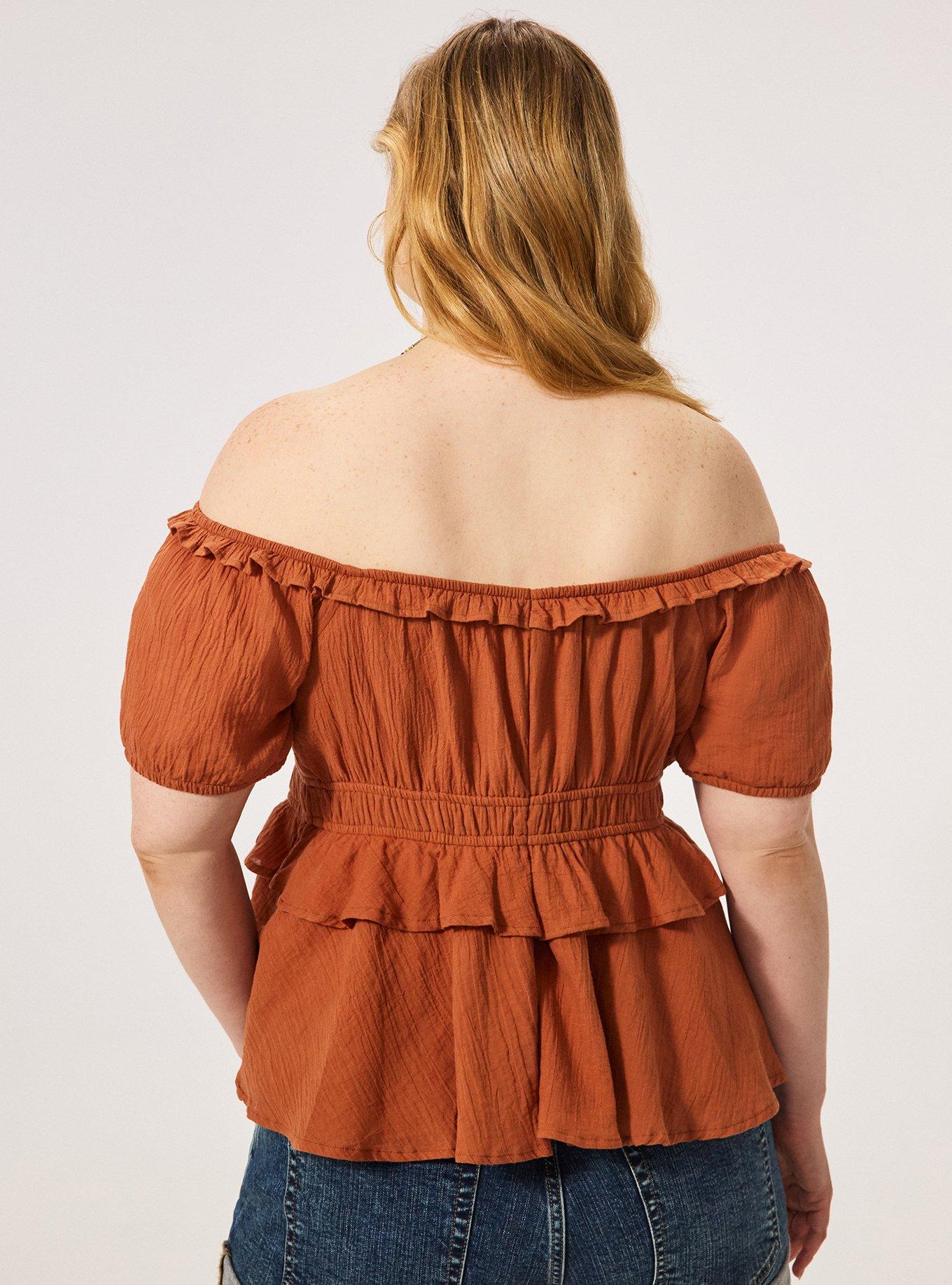 Festi Off-Shoulder Tiered Top, MOCHA BISQUE, alternate
