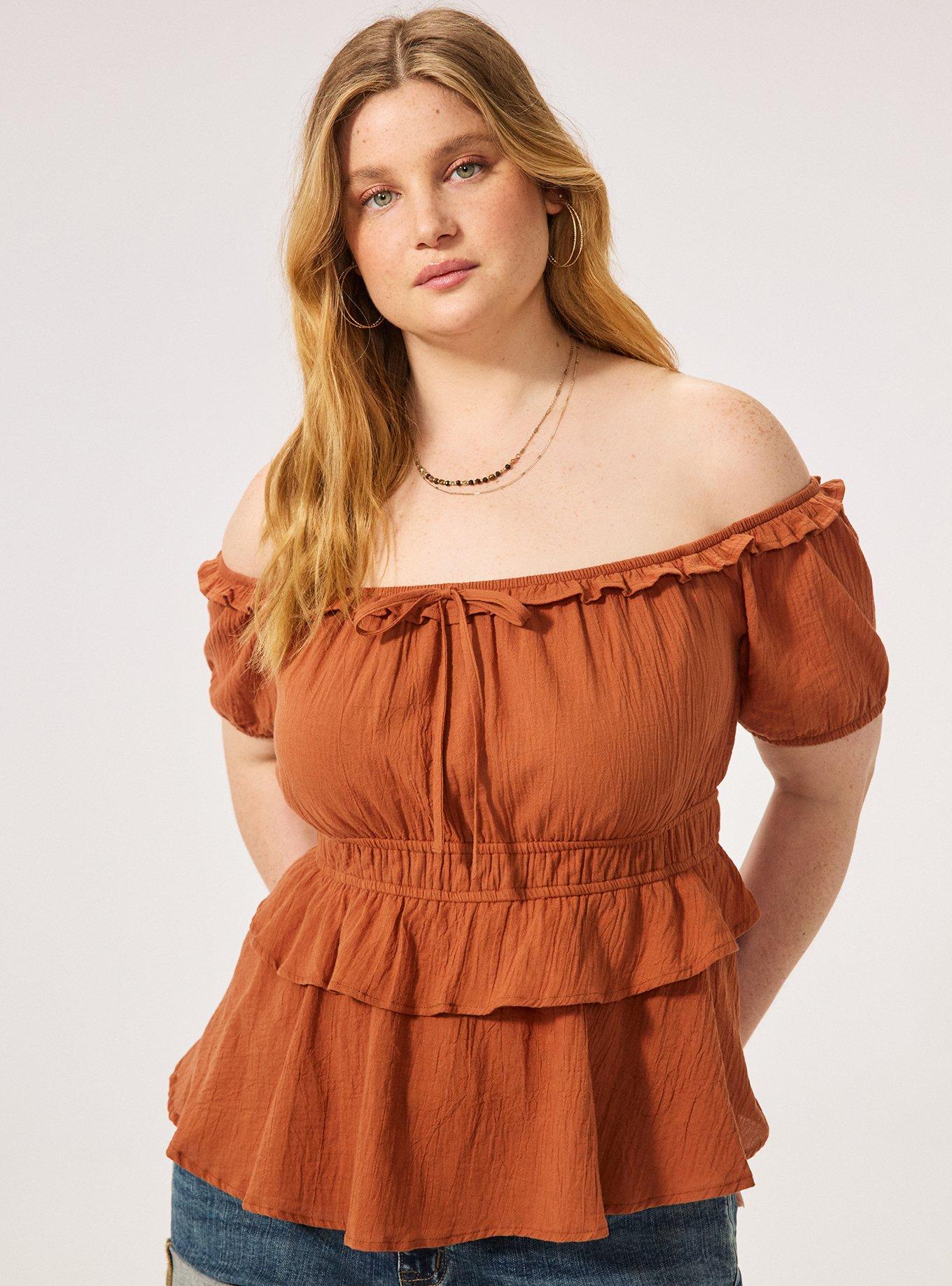 Festi Off-Shoulder Tiered Top, MOCHA BISQUE, hi-res